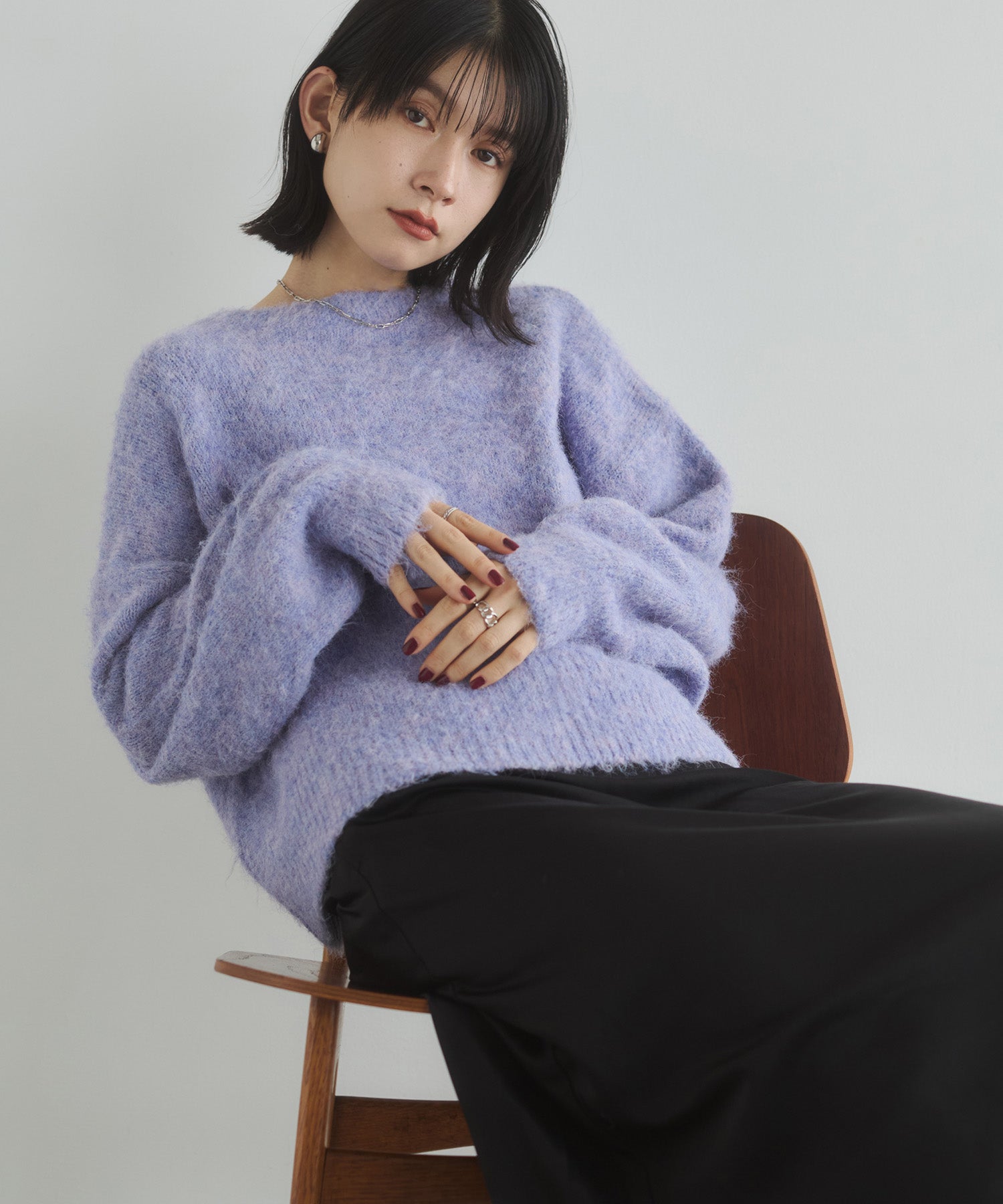 シャギー ミックスカラー起毛ニットカーディガン