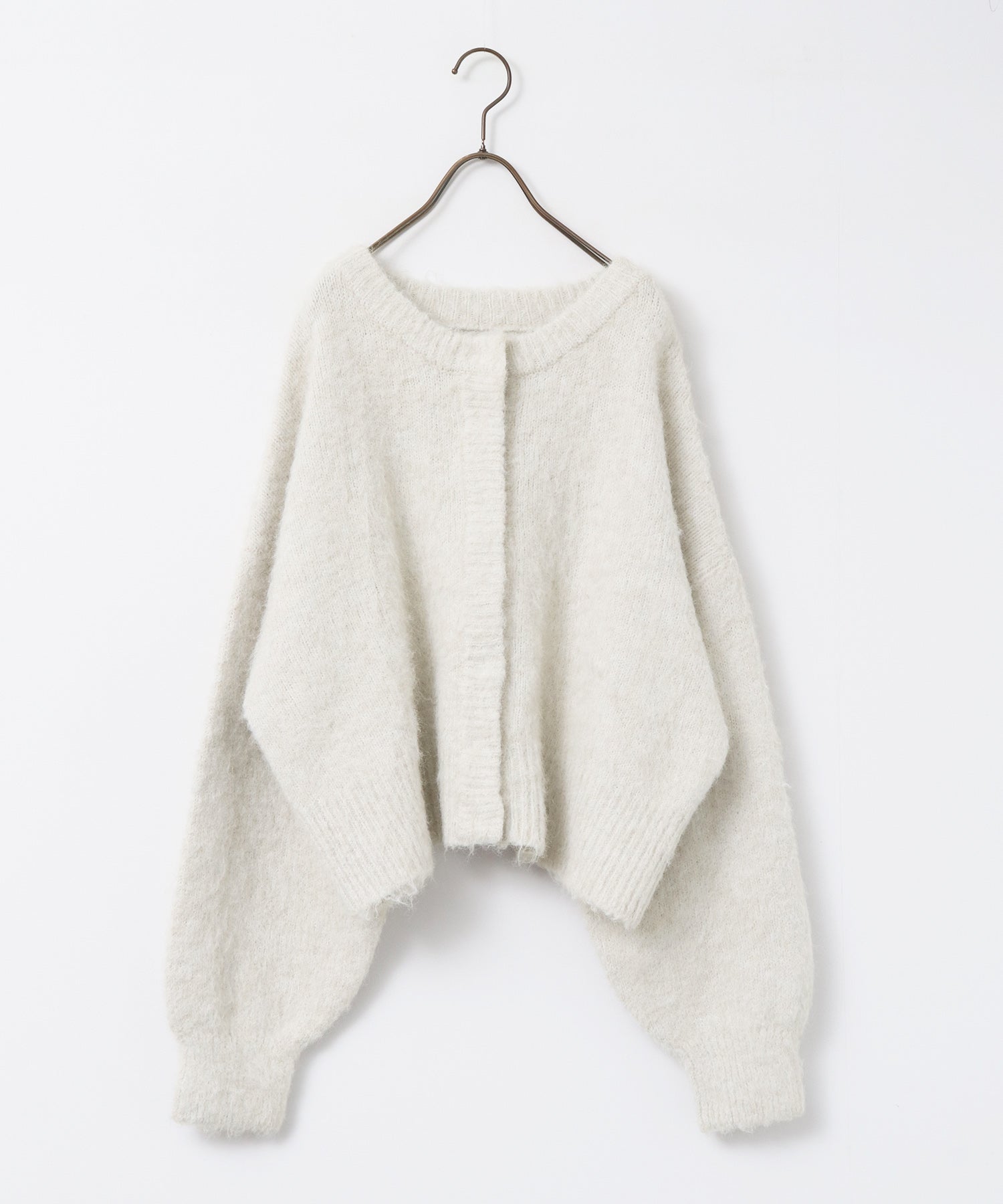 シャギー ミックスカラー起毛ニットカーディガン