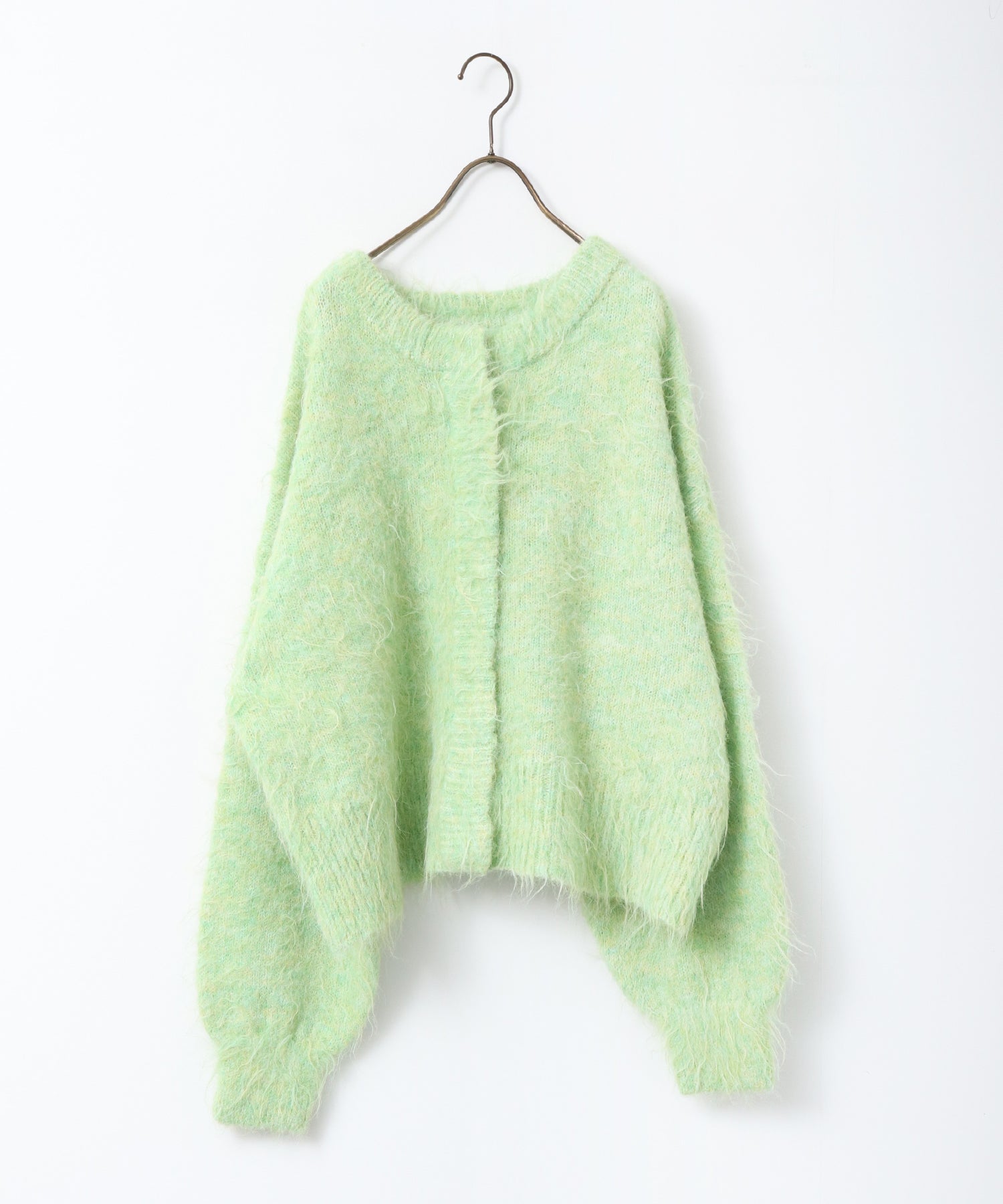 シャギー ミックスカラー起毛ニットカーディガン