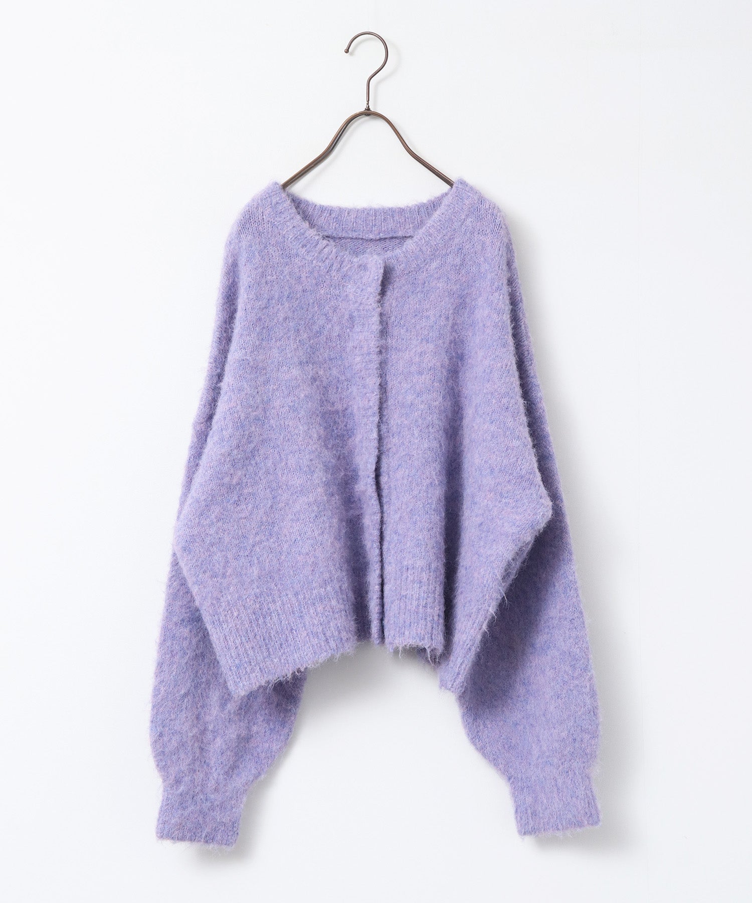 シャギー ミックスカラー起毛ニットカーディガン