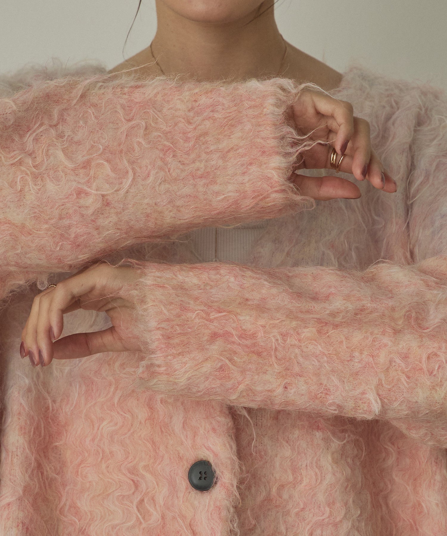 シャギー起毛 Vニットカーディガン