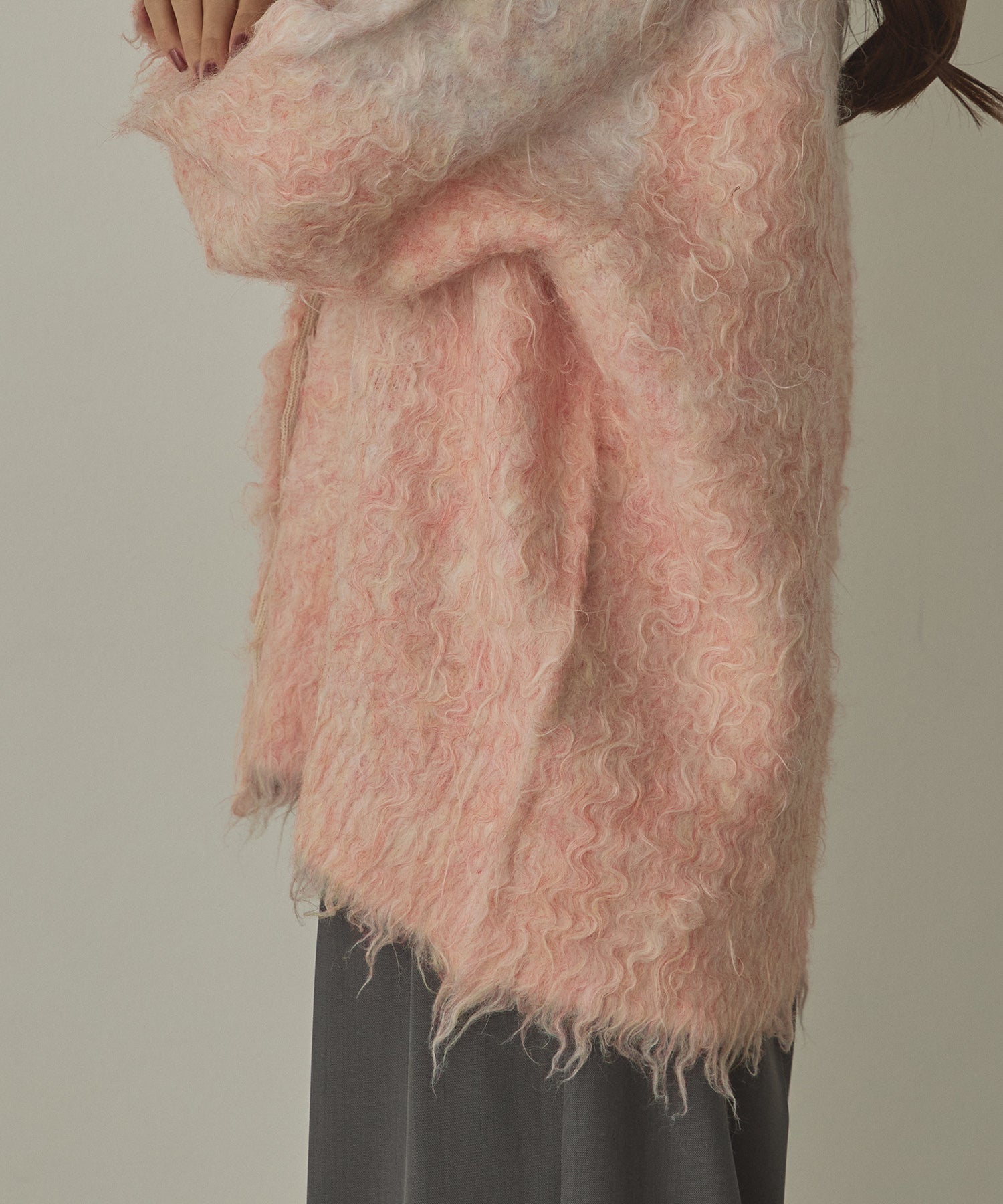 シャギー起毛 Vニットカーディガン