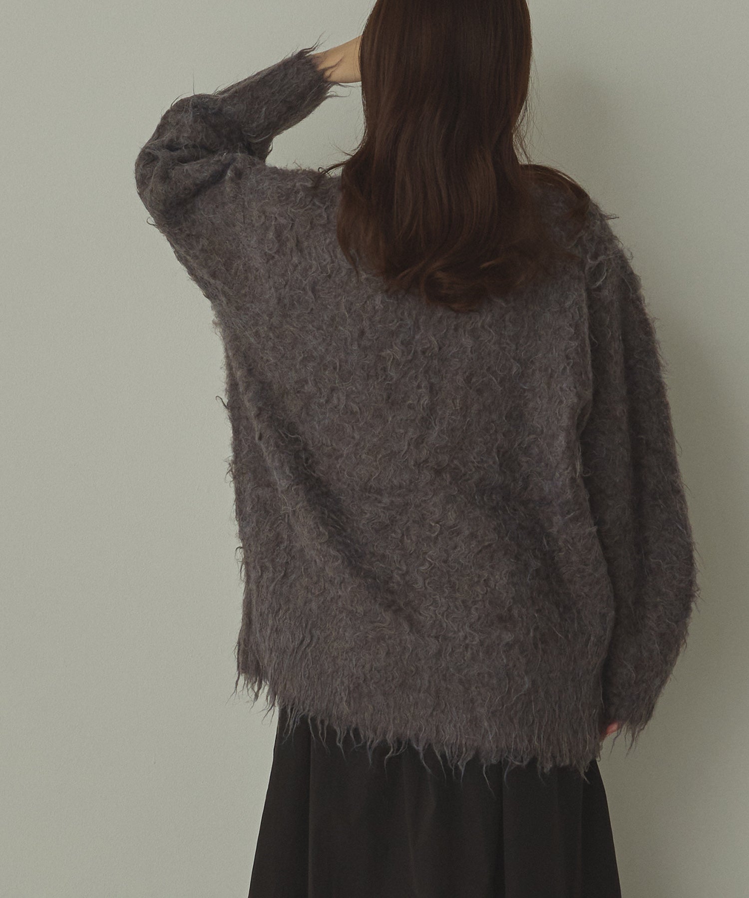 シャギー起毛 Vカーディガン