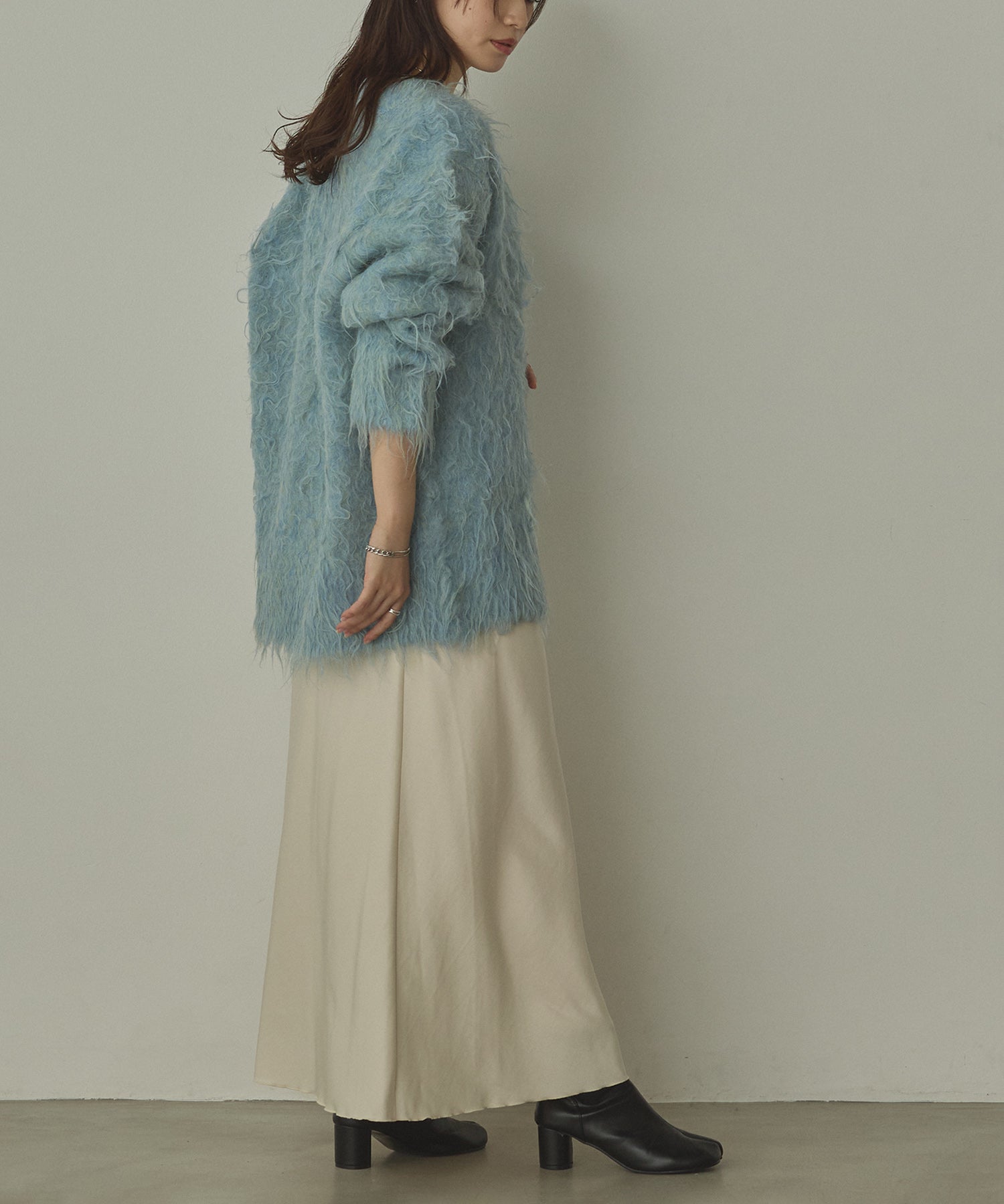 シャギー起毛 Vニットカーディガン