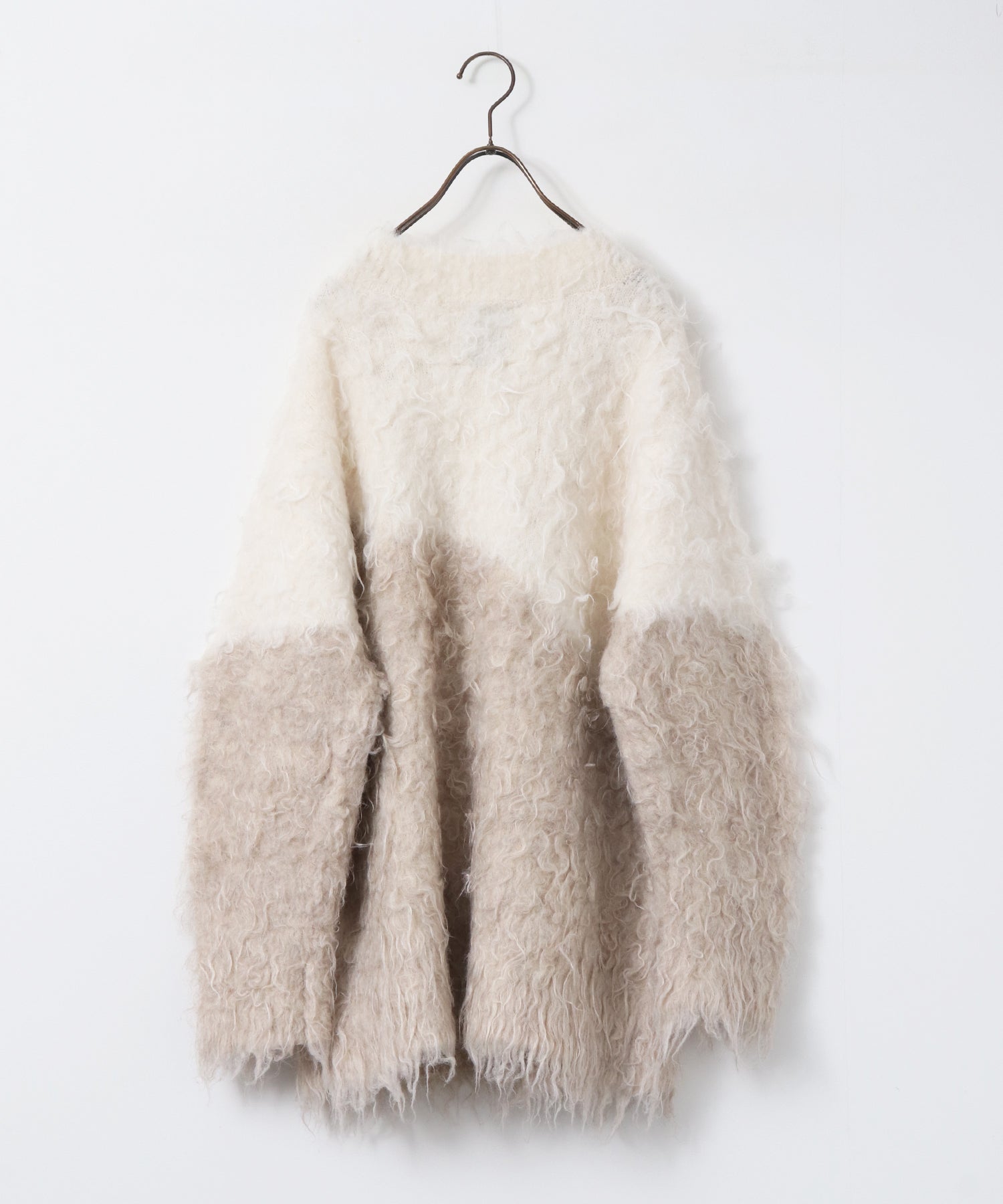 シャギー起毛 Vニットカーディガン