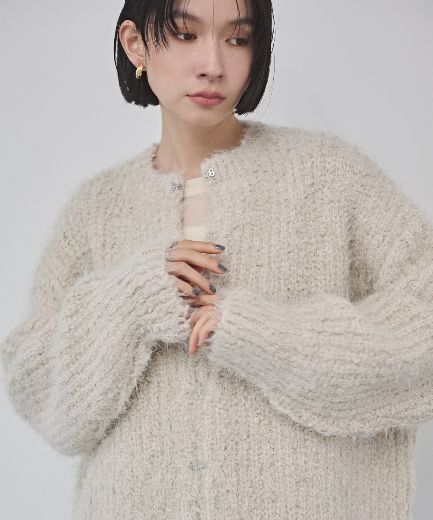 シャギー ニットカーディガン