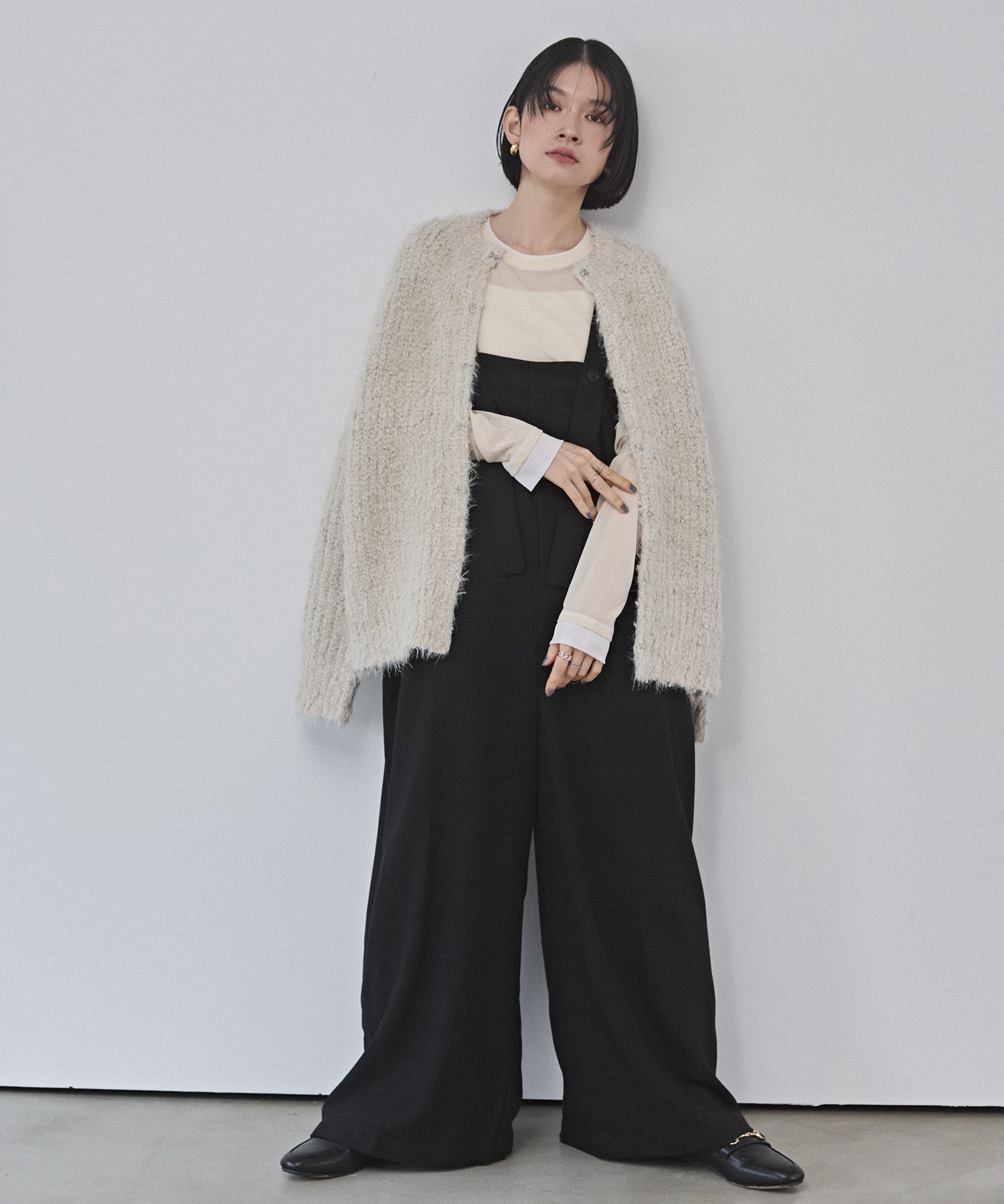 シャギー ニットカーディガン