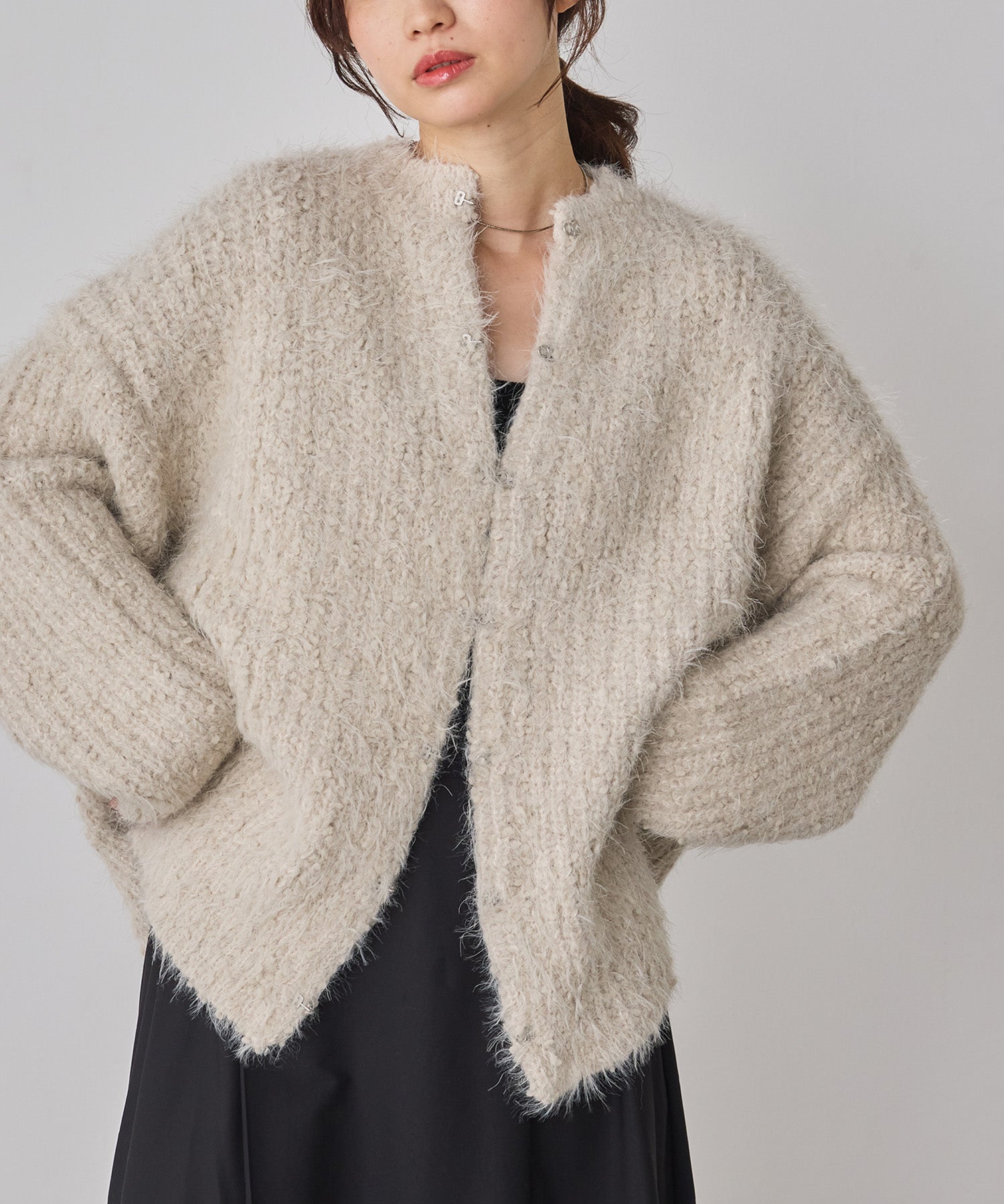 シャギー ニットカーディガン