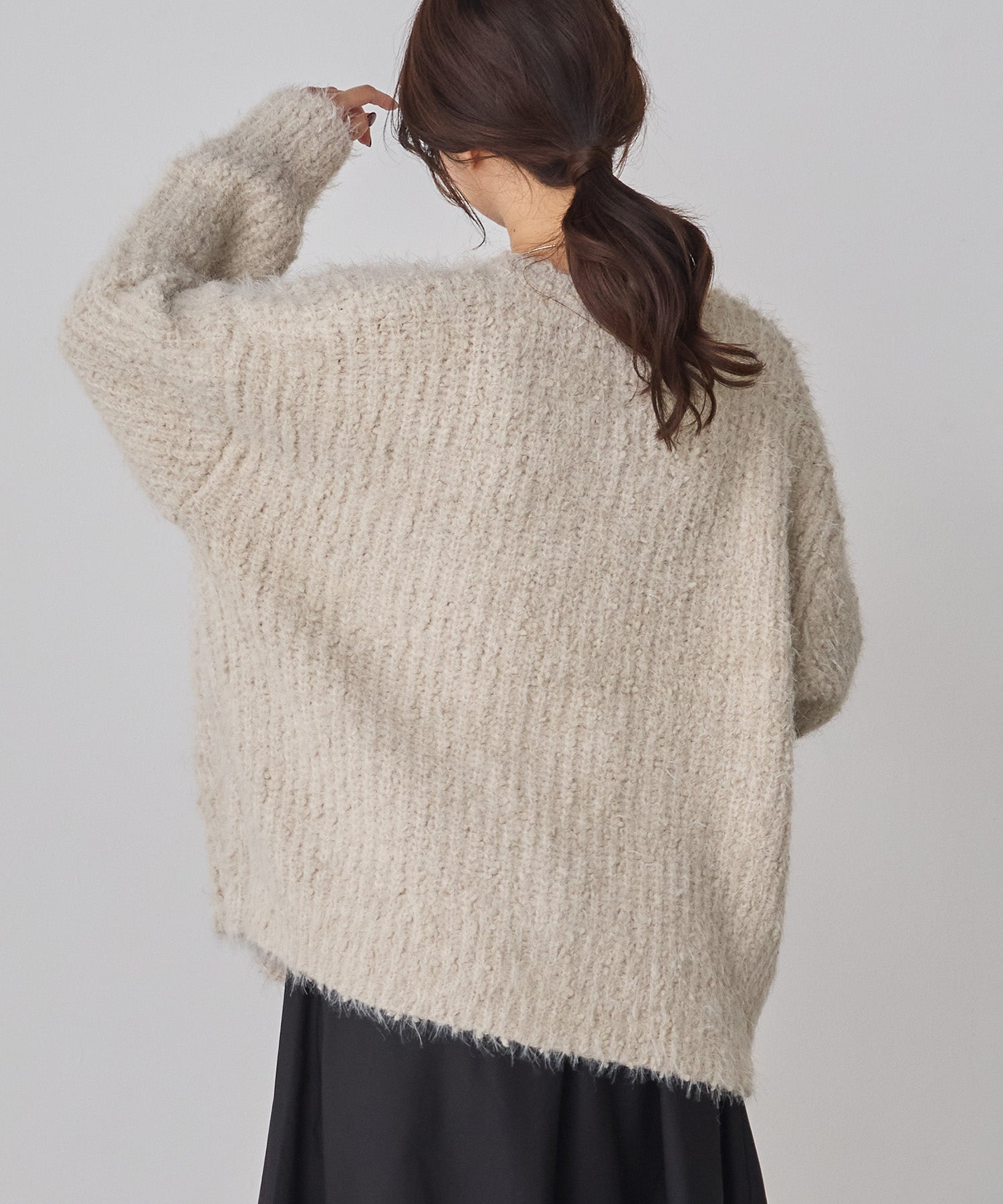 シャギー ニットカーディガン