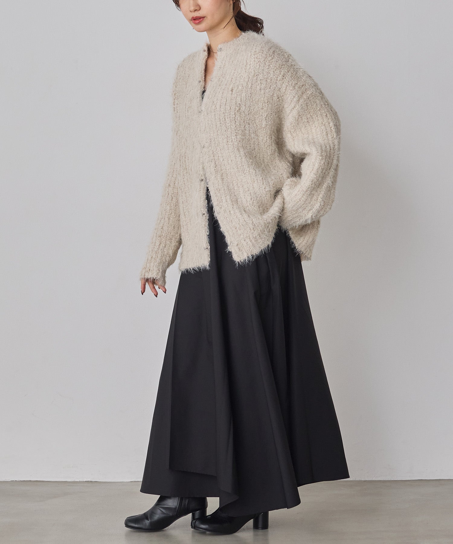 シャギー ニットカーディガン