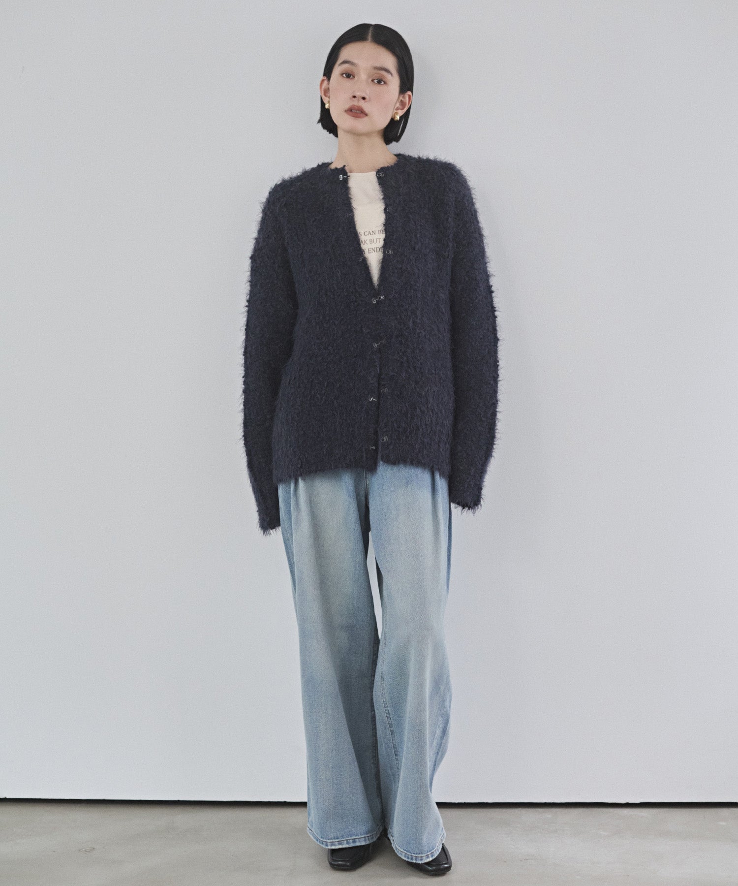 シャギー ニットカーディガン