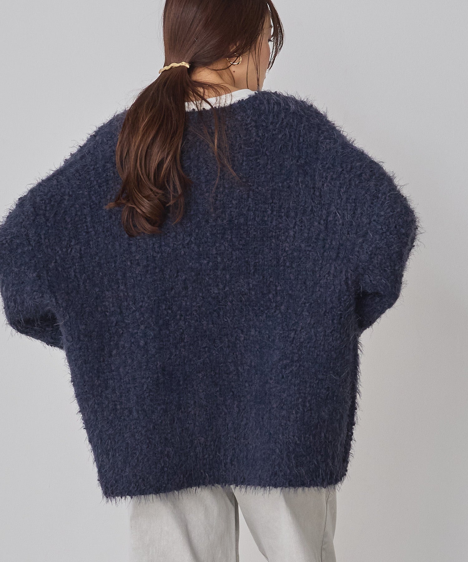 シャギー ニットカーディガン