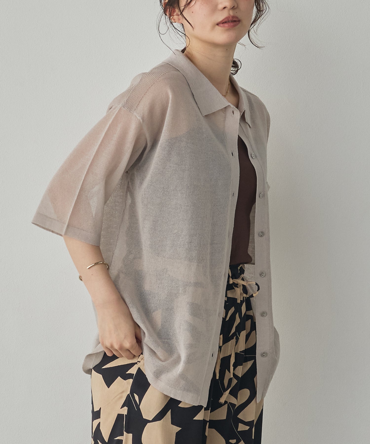 SHEER LAME KNIT SHIRT