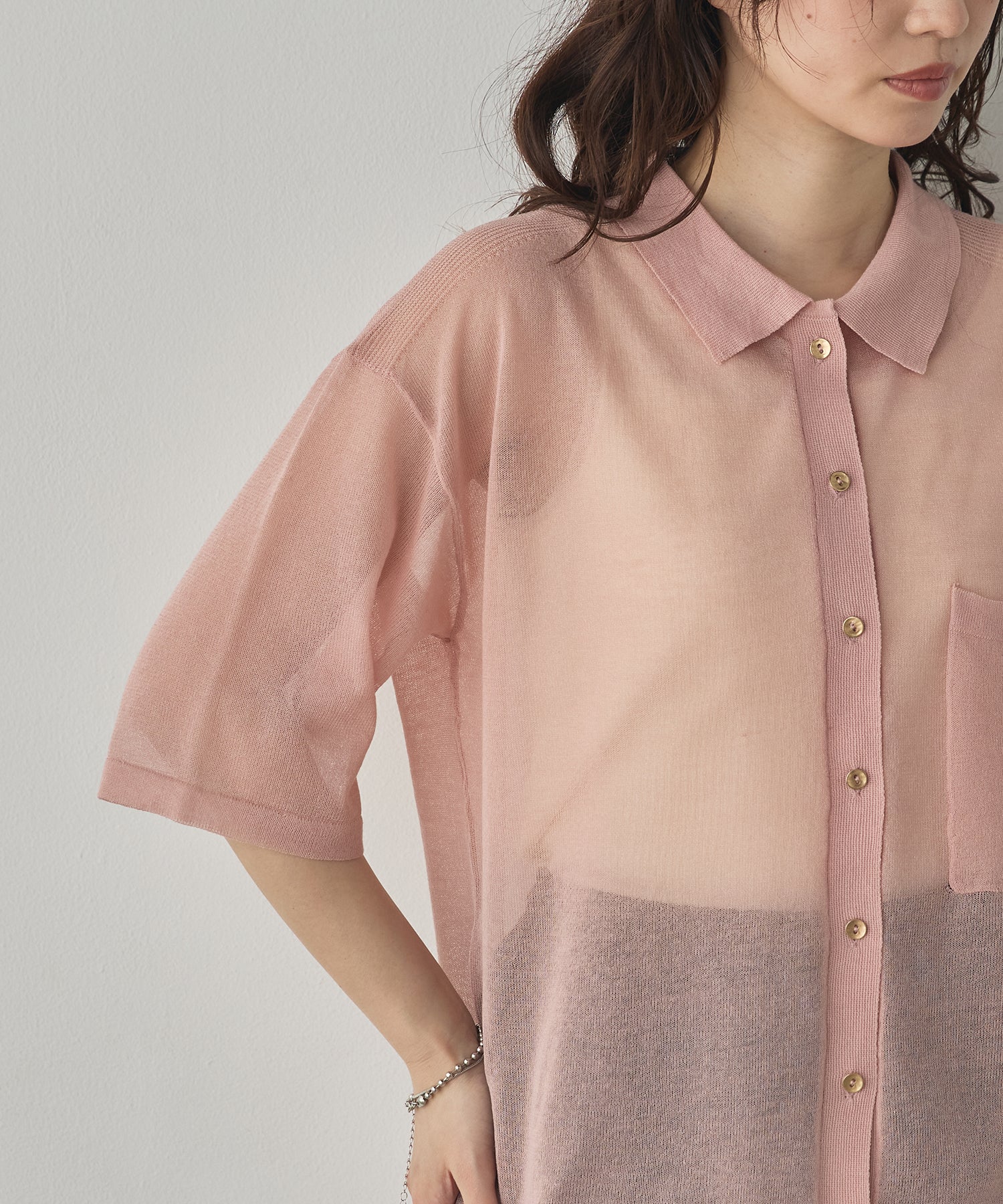 SHEER LAME KNIT SHIRT