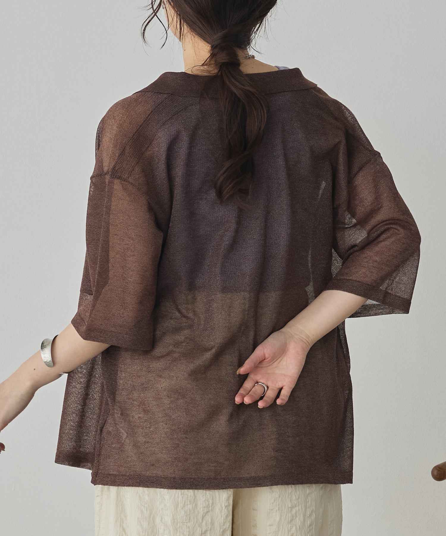 SHEER LAME KNIT SHIRT
