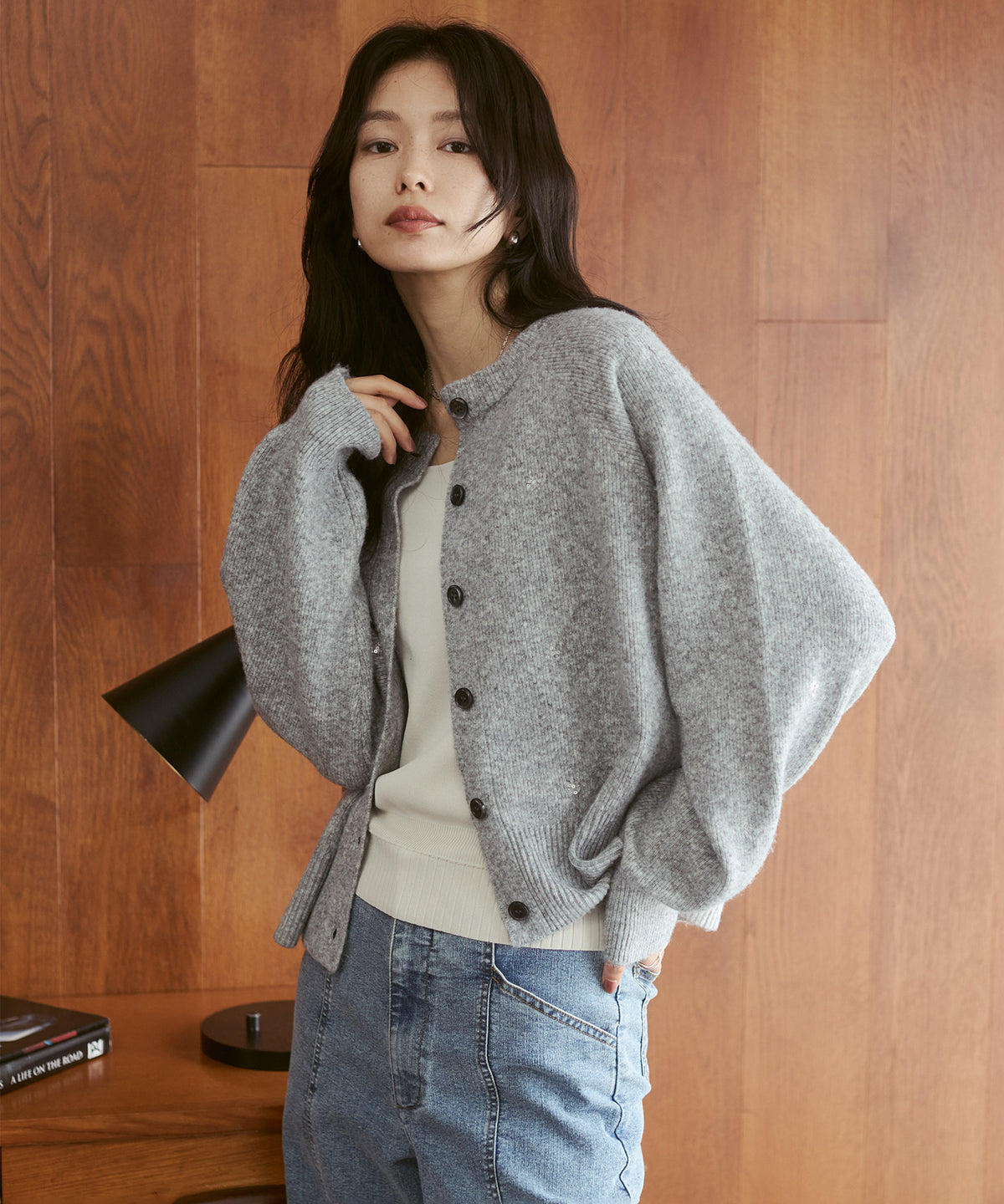 WOOL-BLEND EMBROIDERED KNITTED CARDIGAN