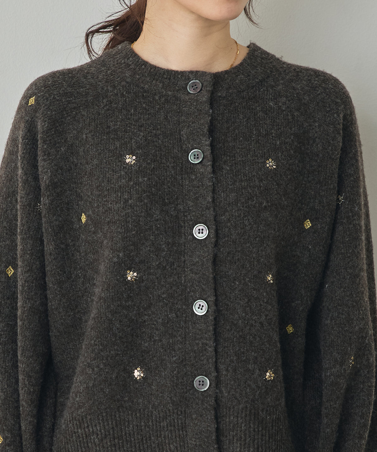 WOOL-BLEND EMBROIDERED KNITTED CARDIGAN