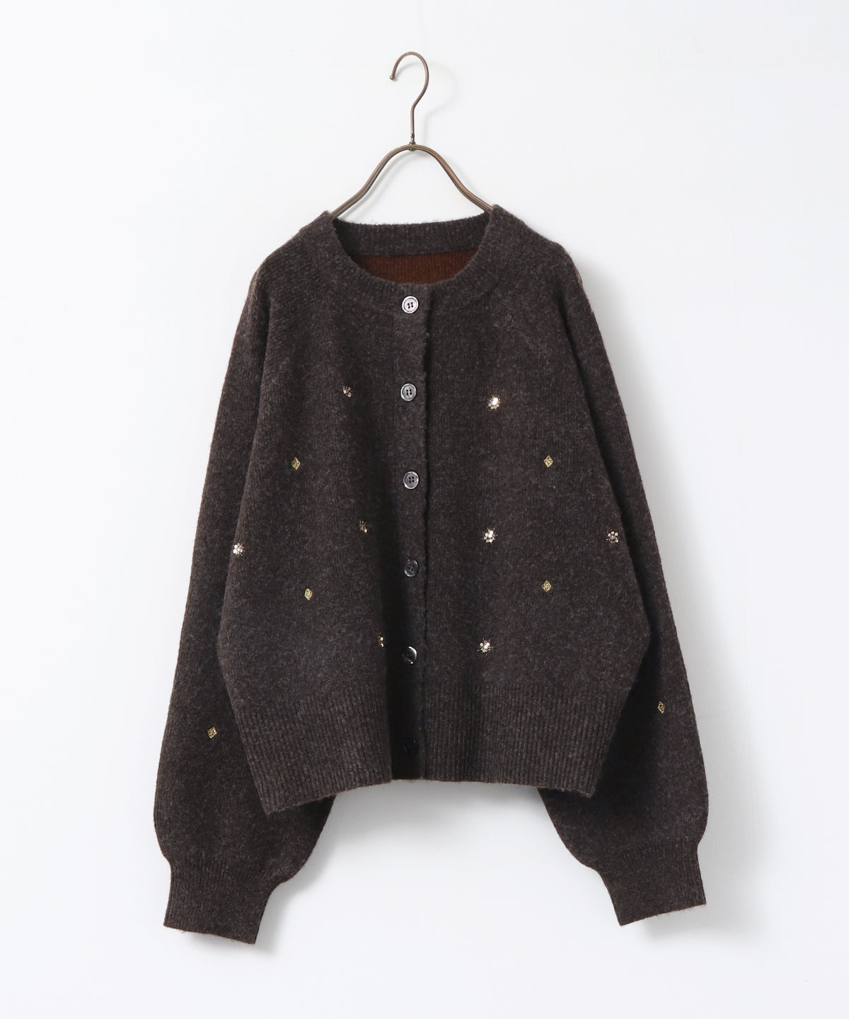 WOOL-BLEND EMBROIDERED KNITTED CARDIGAN
