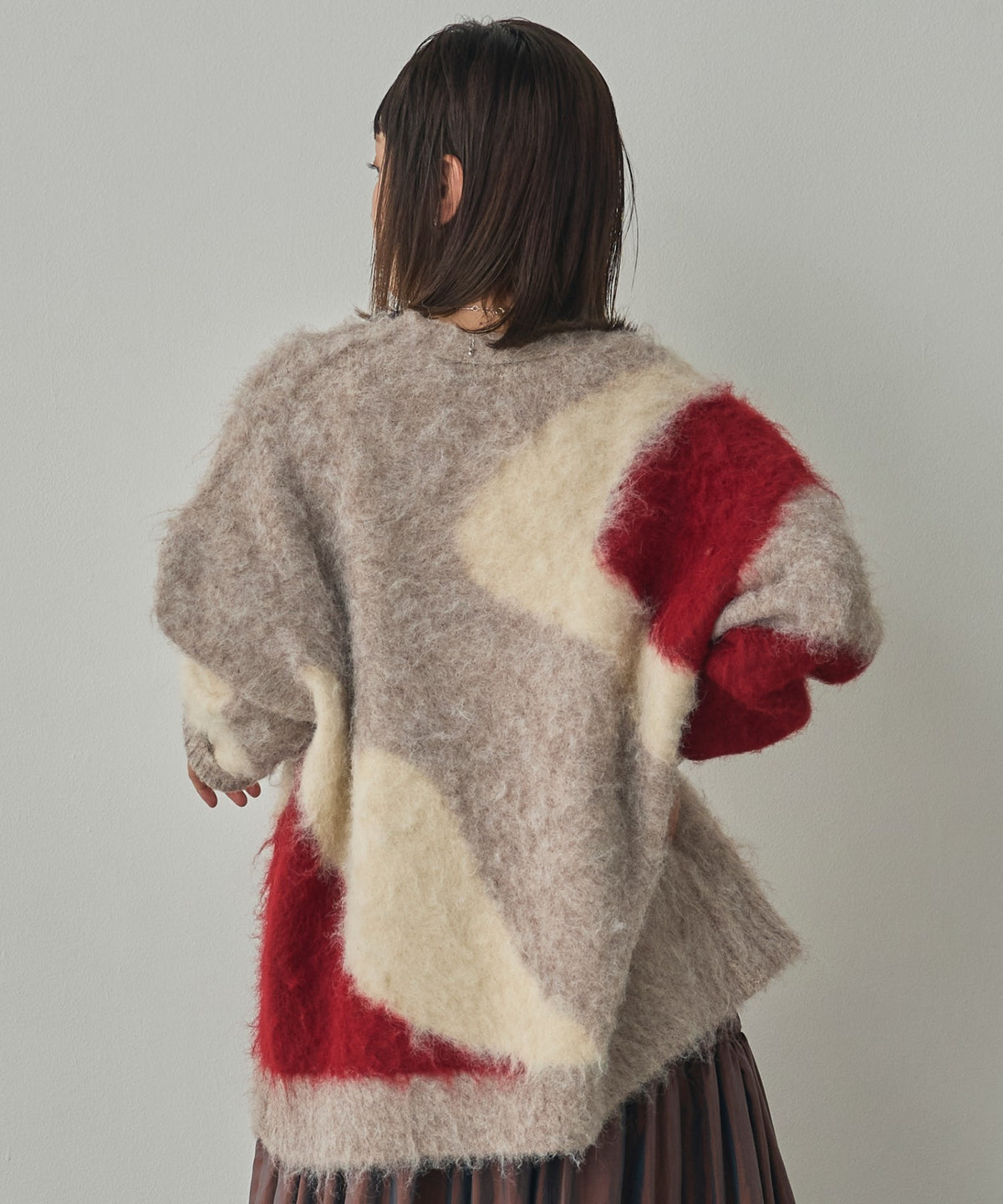NUANCE-PATTERNED BLOCK KNIT CARDIGAN