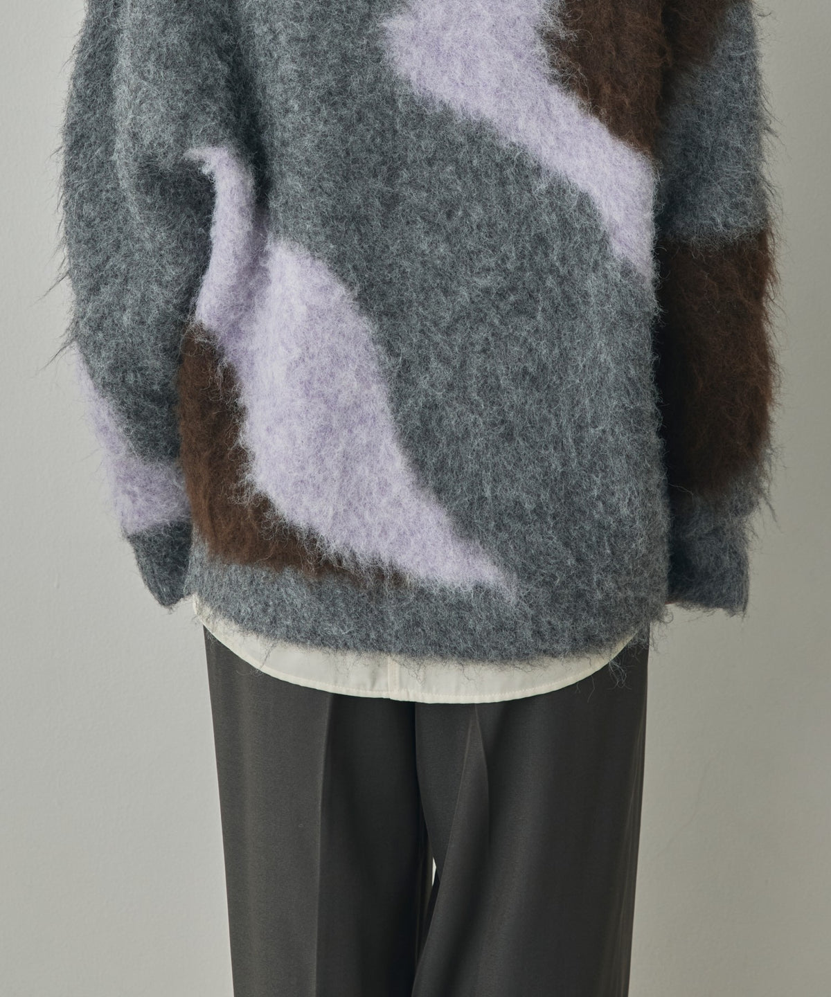 NUANCE-PATTERNED BLOCK KNIT CARDIGAN