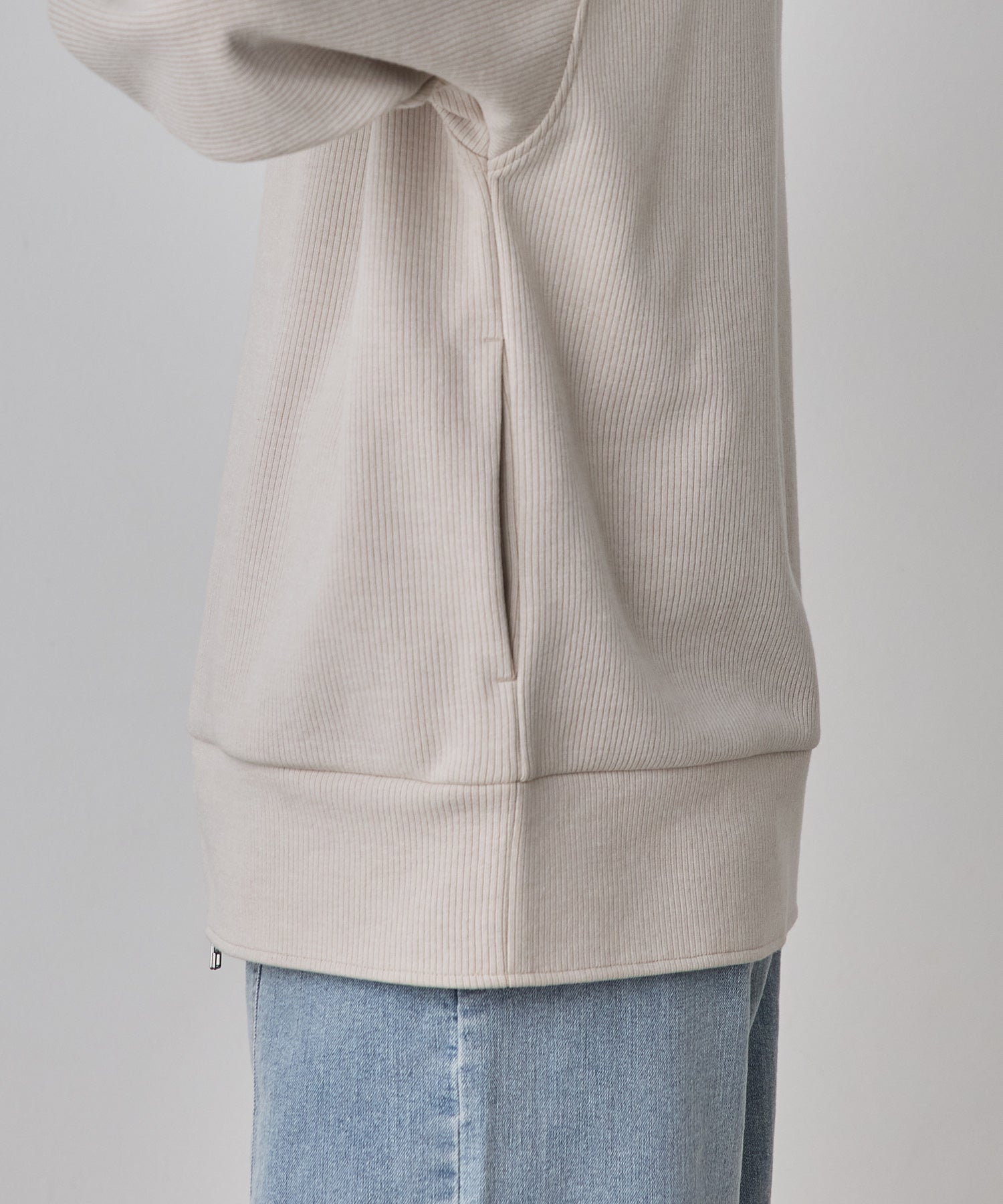 DOUBLE FACE RIB ZIP HOODIE