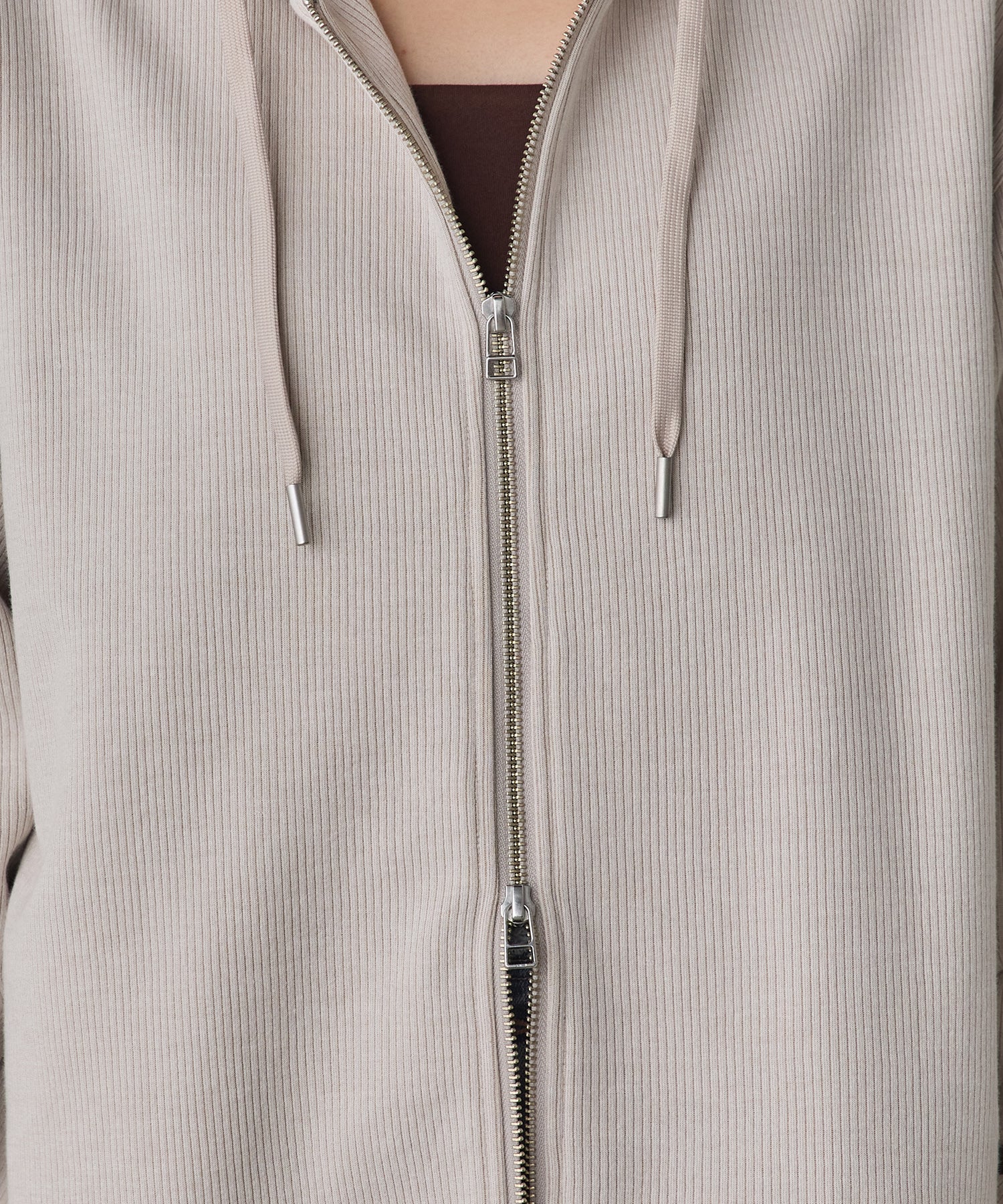DOUBLE FACE RIB ZIP HOODIE