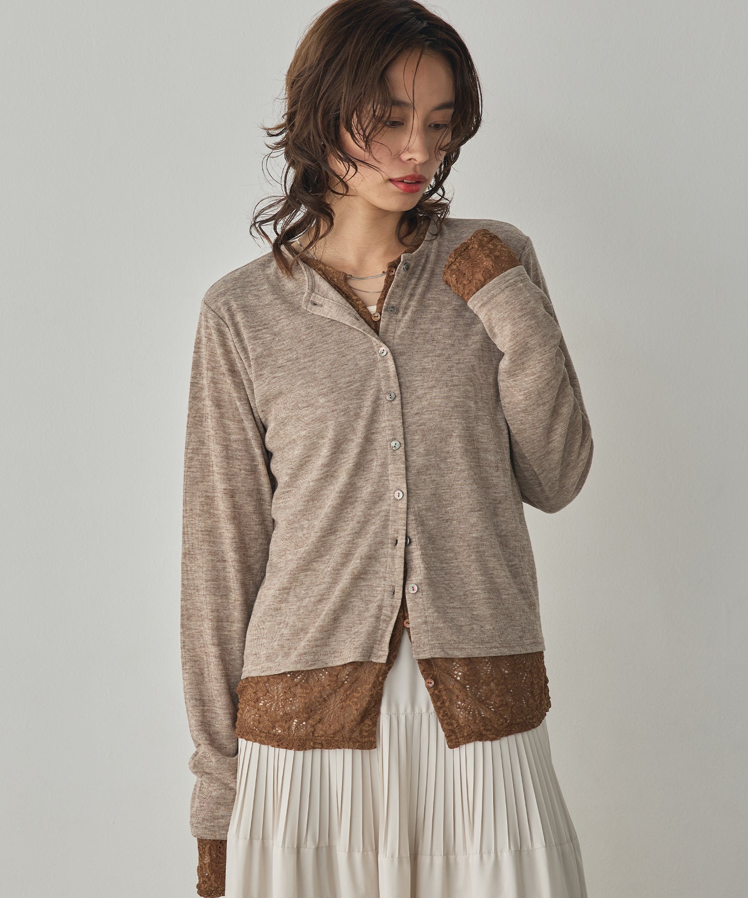 LACE-LAYERED CARDIGAN