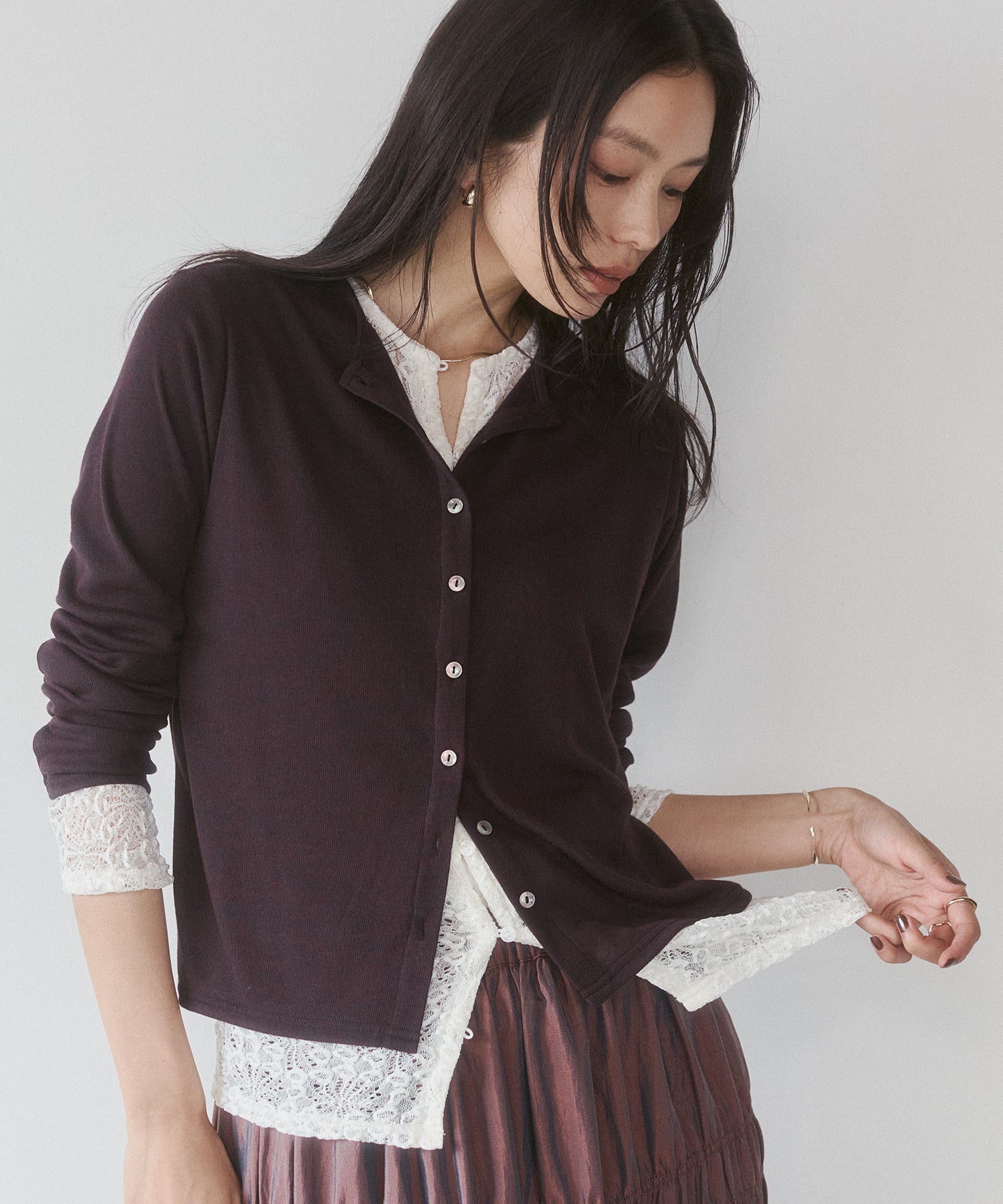 LACE-LAYERED CARDIGAN
