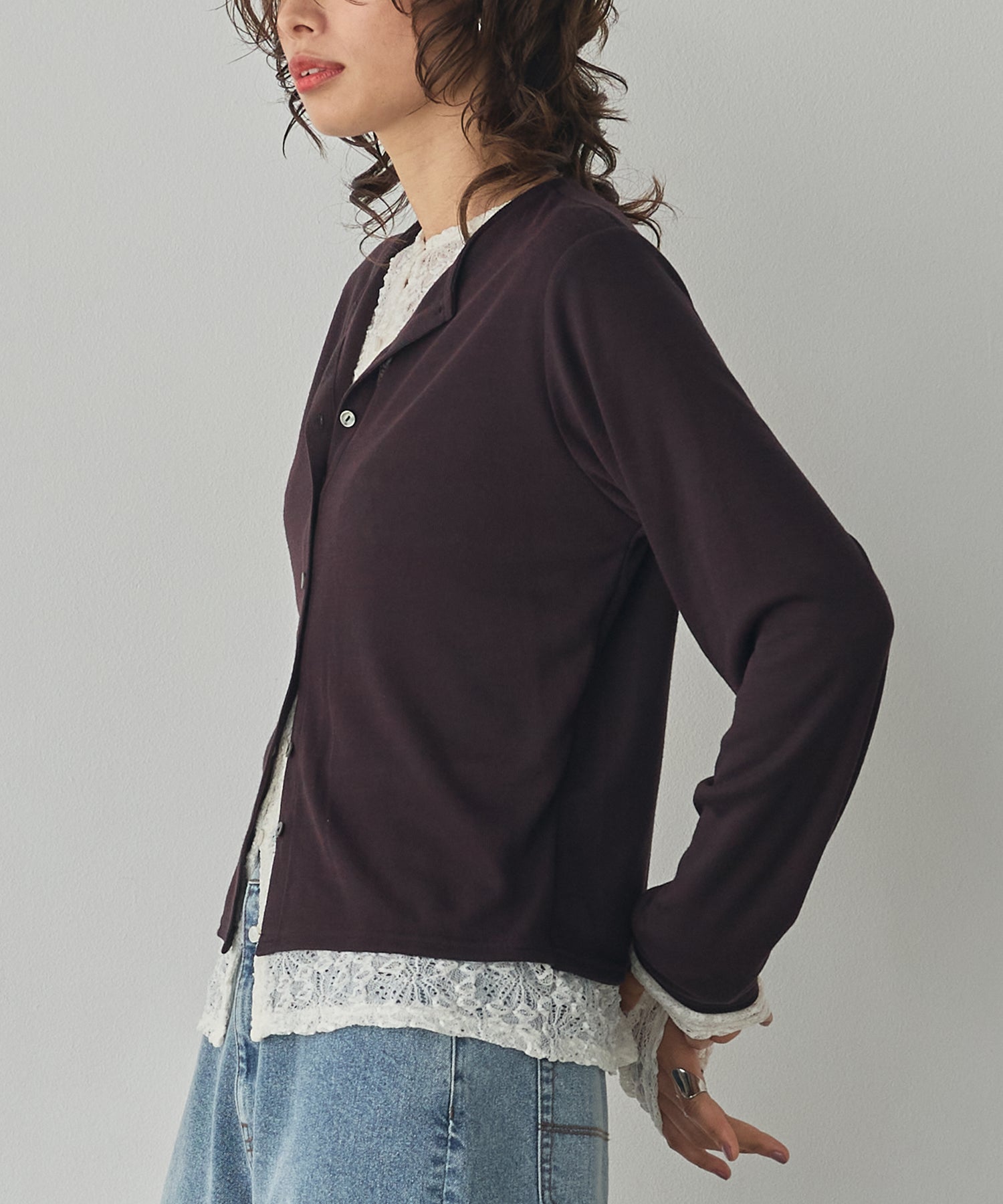LACE-LAYERED CARDIGAN