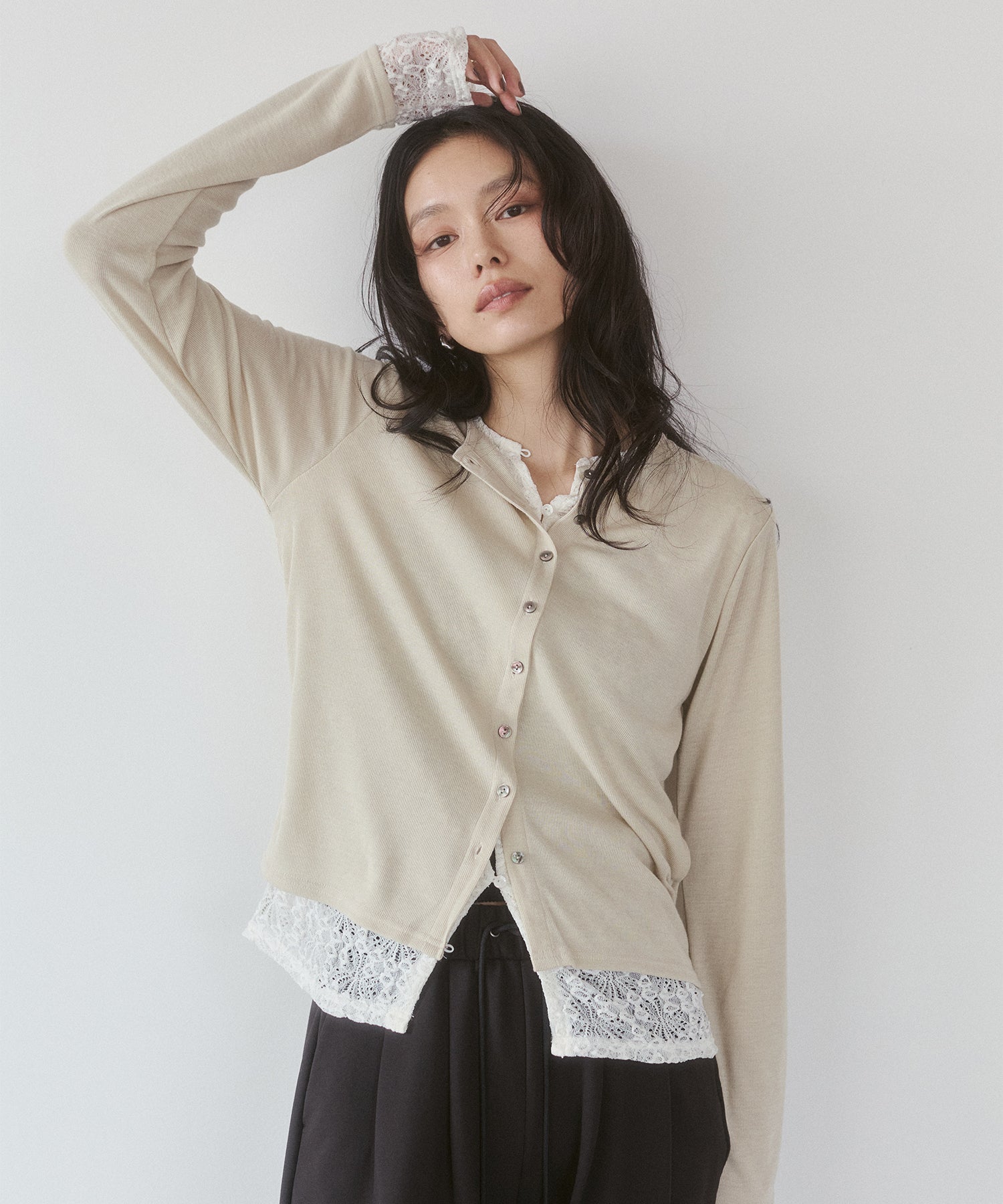 LACE-LAYERED CARDIGAN