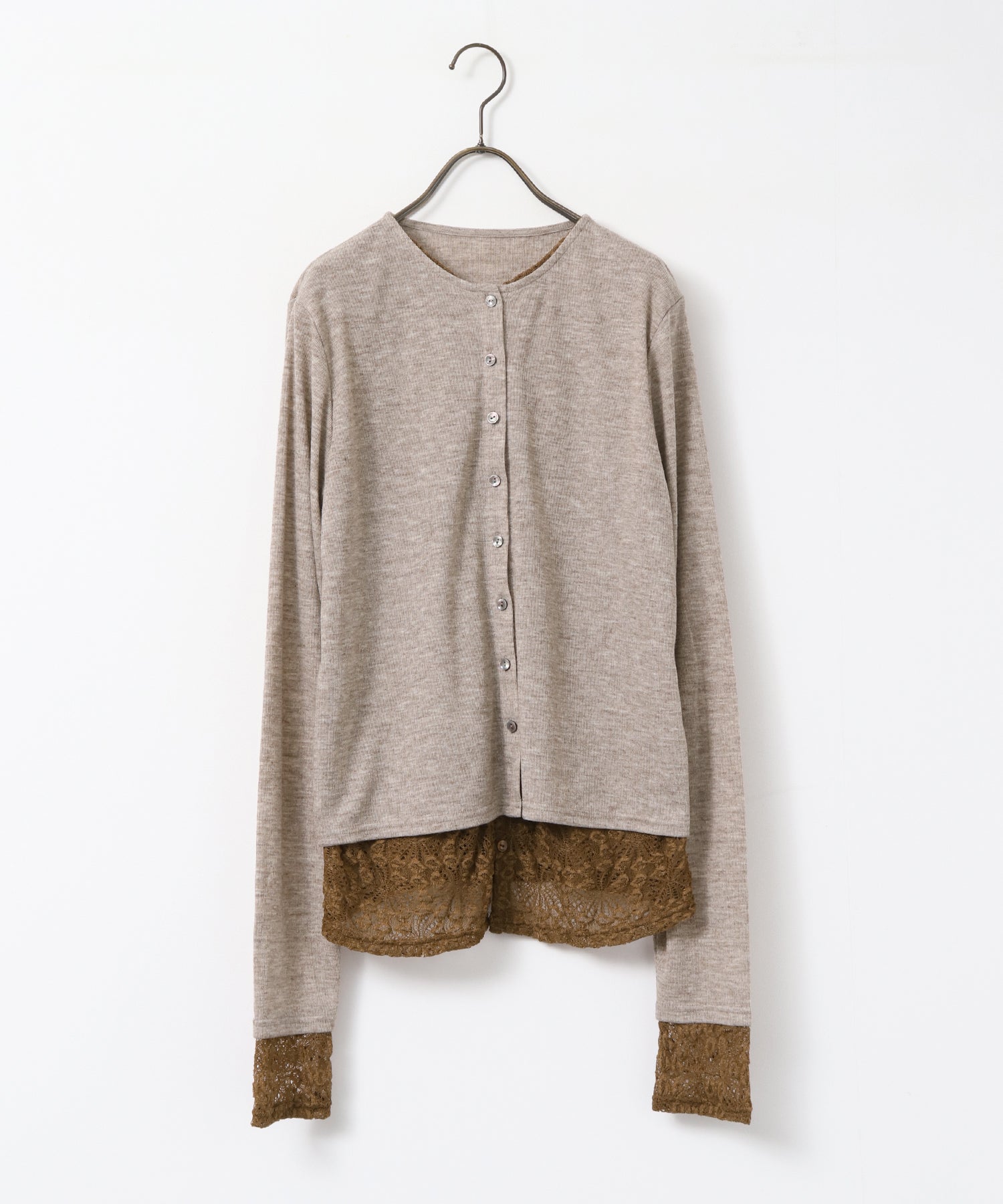 LACE-LAYERED CARDIGAN