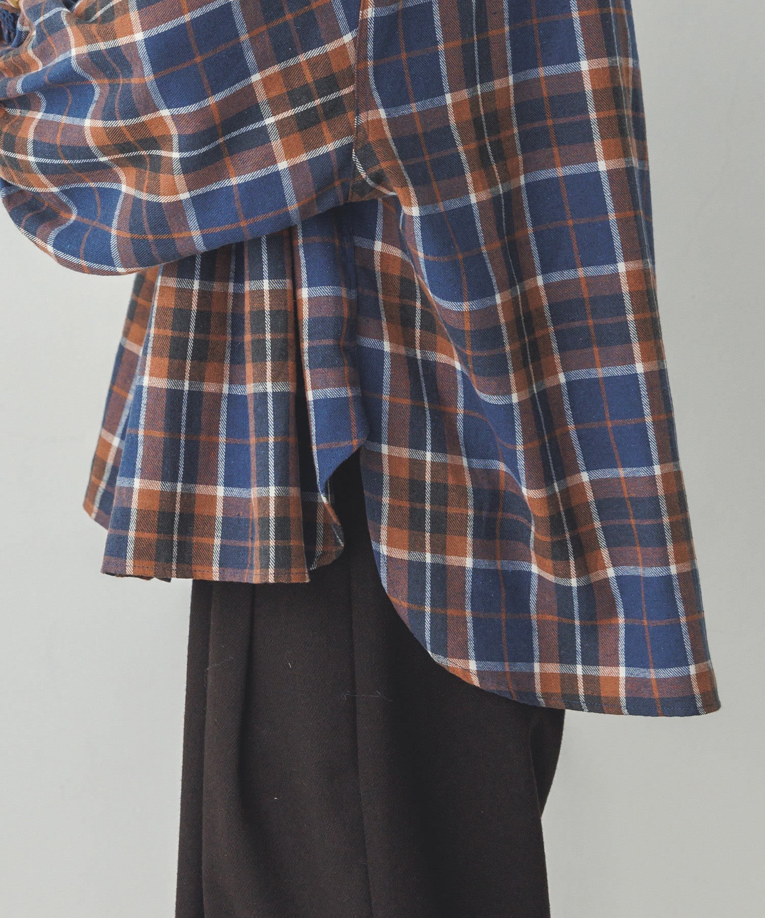 ネルチェックギャザーシャツ