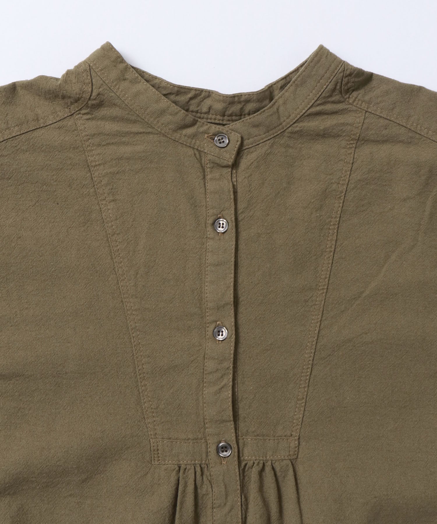 スタンドカラー ギャザー ブラウス