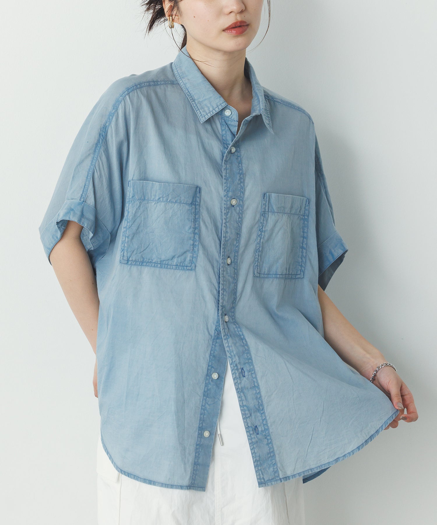 コットンボイル 半袖シャツ