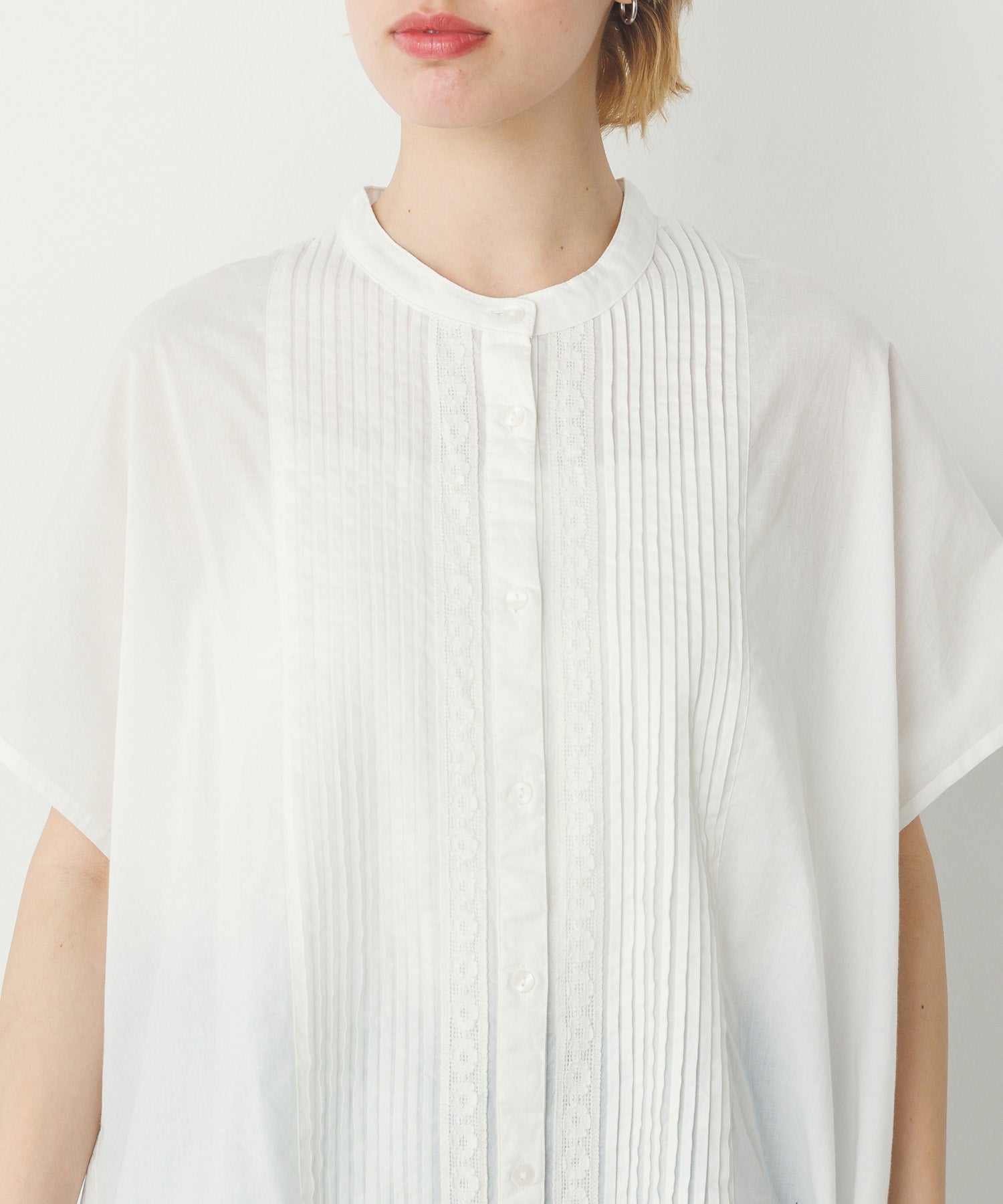 ピンタック レースシャツ