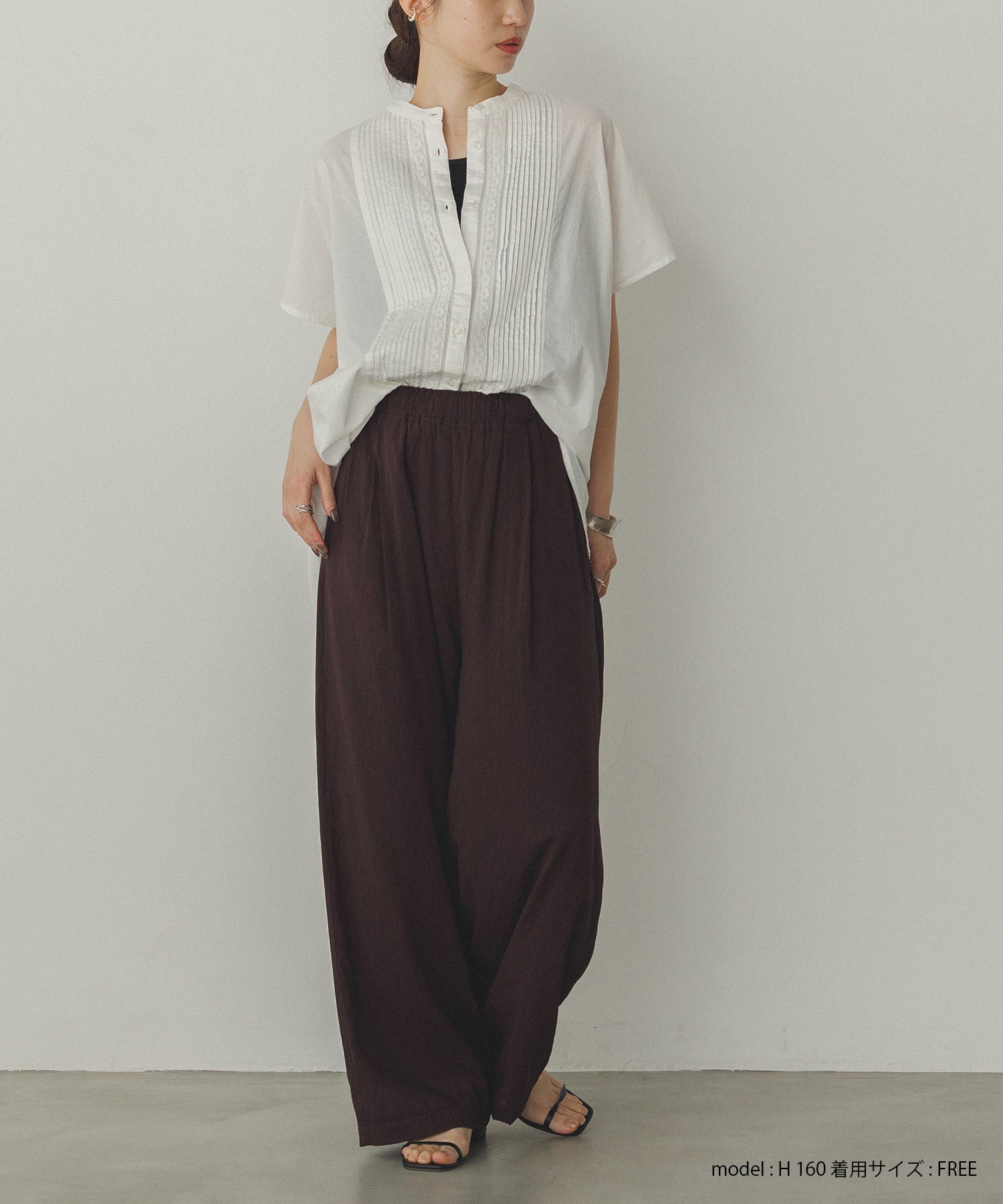 ピンタック レースシャツ