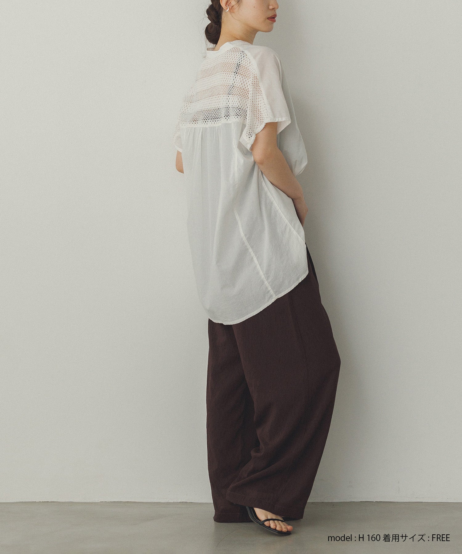 ピンタック レースシャツ