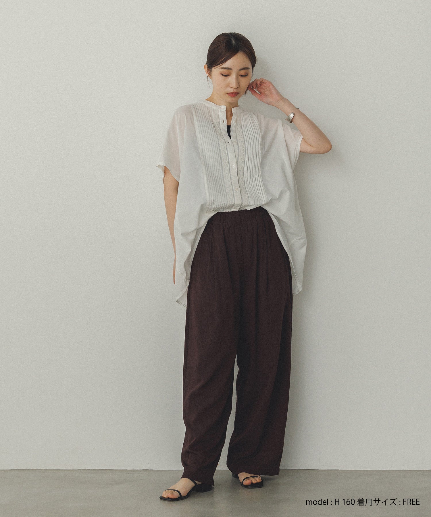 ピンタック レースシャツ