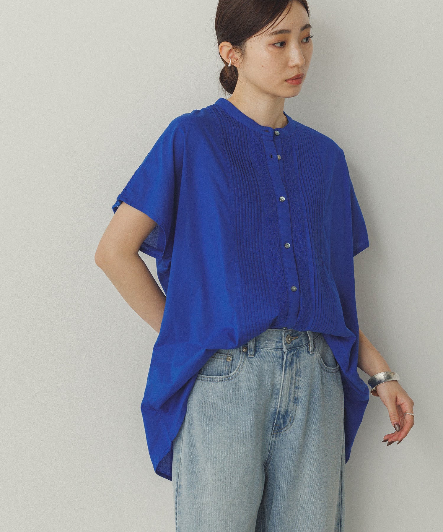 ピンタック レースシャツ