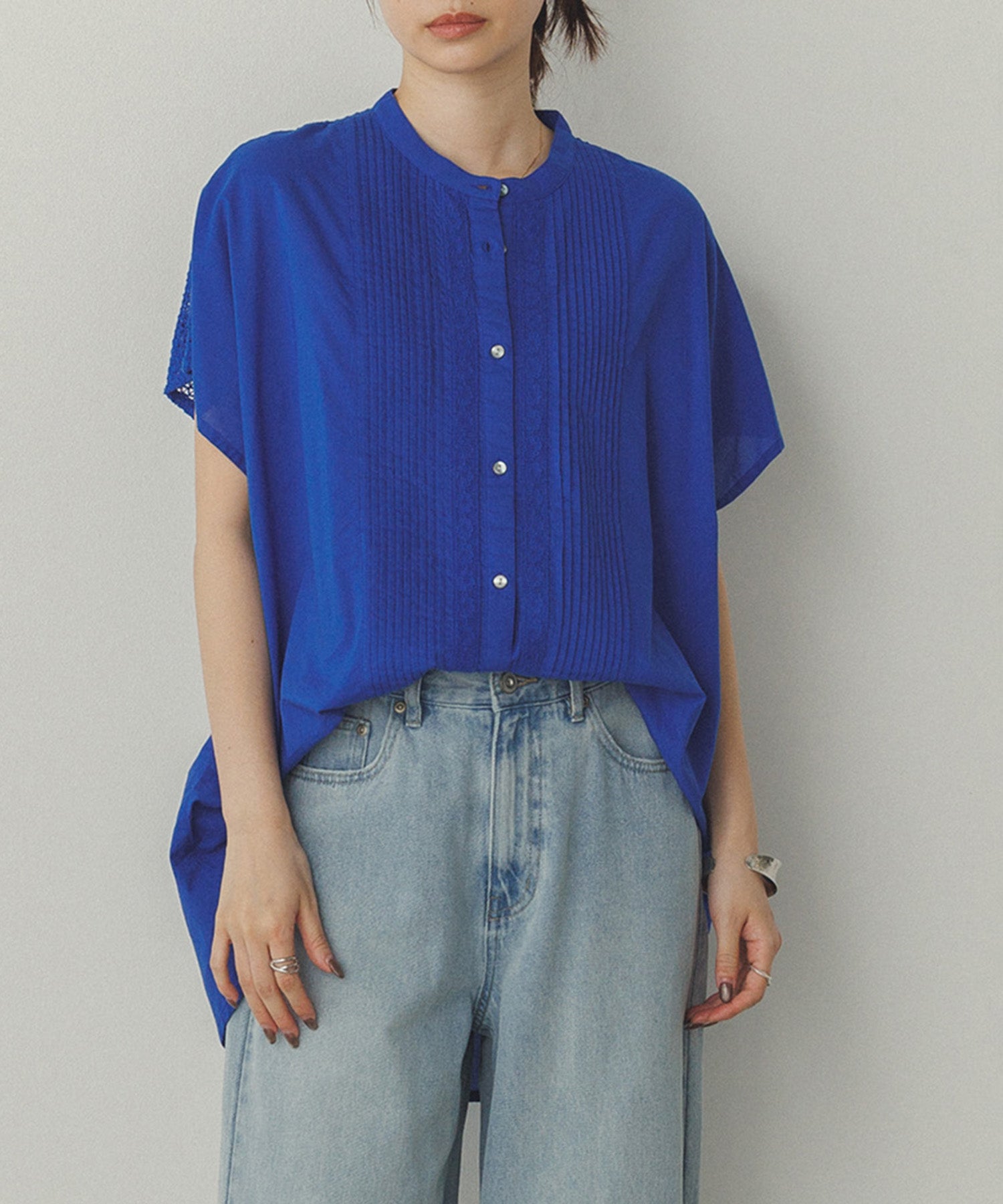 ピンタック レースシャツ