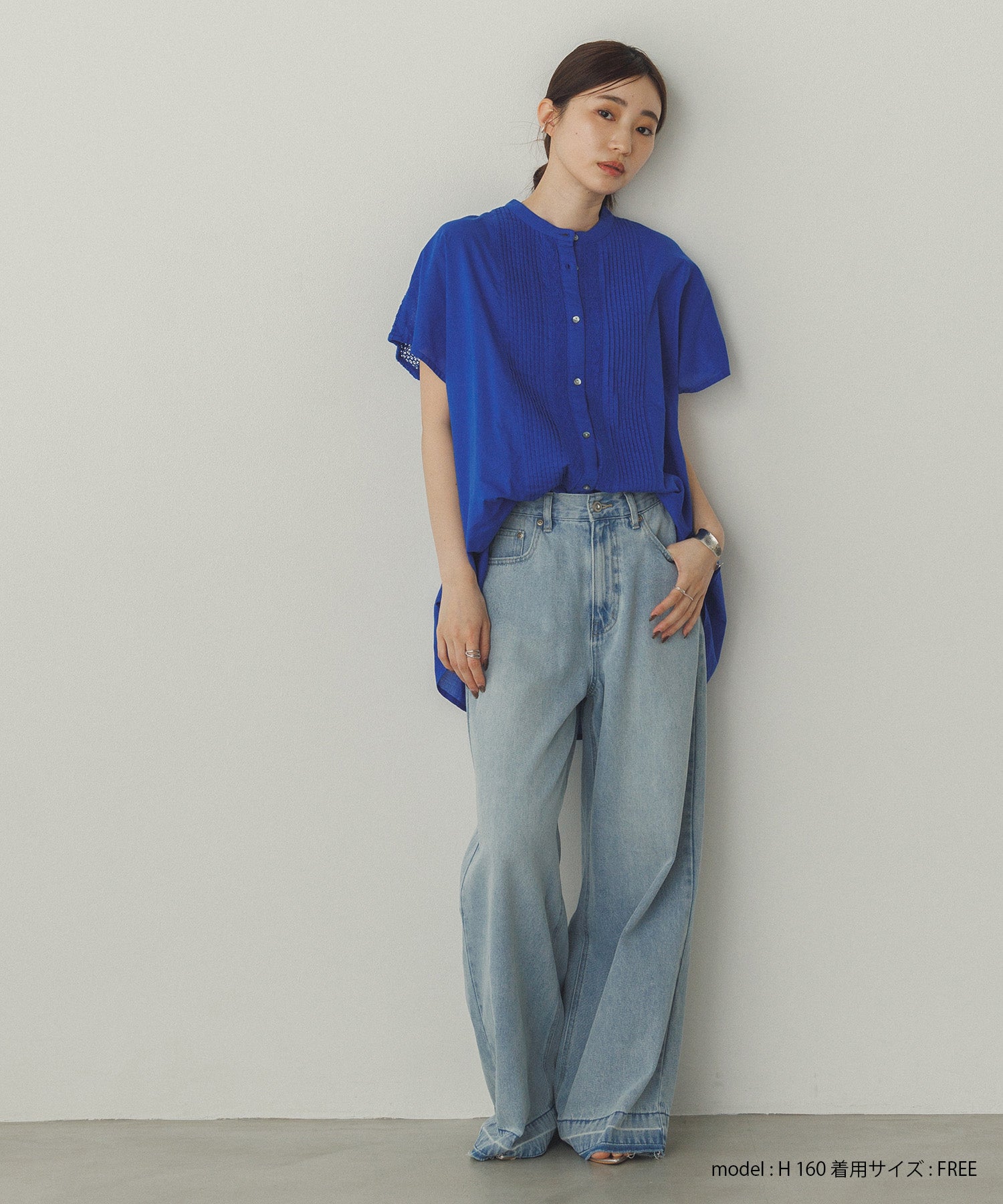 ピンタック レースシャツ