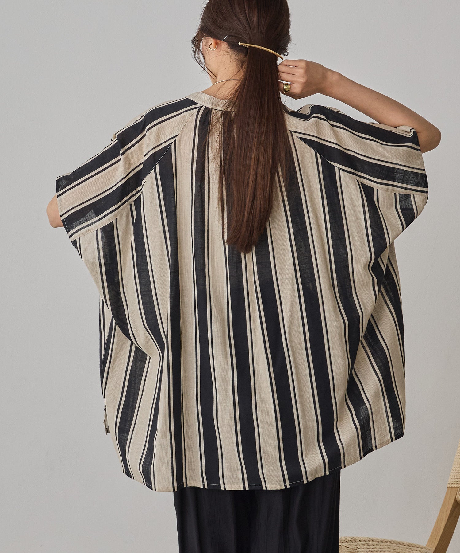 COTTON SLUB STRIPED BLOUSE