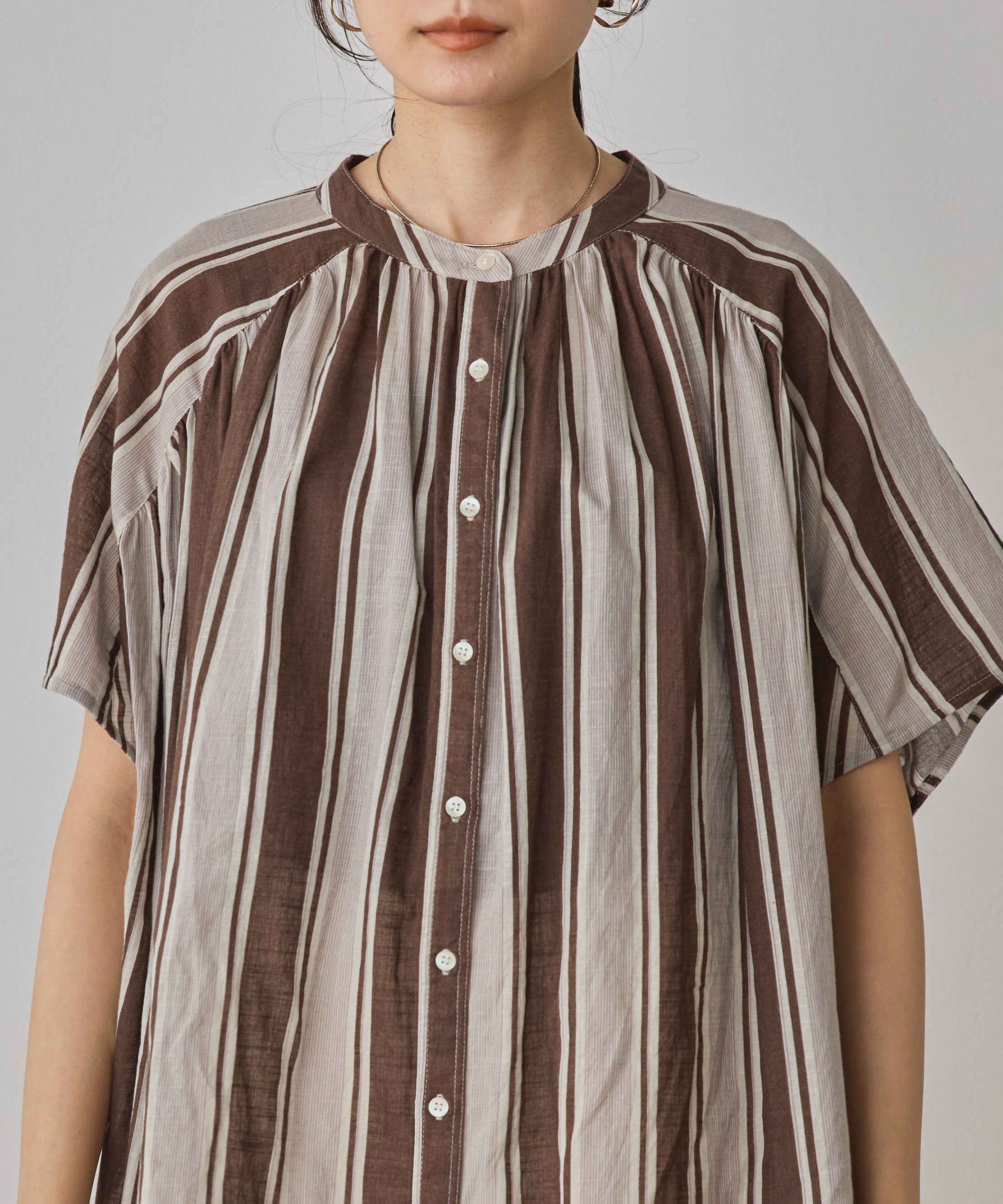 COTTON SLUB STRIPED BLOUSE