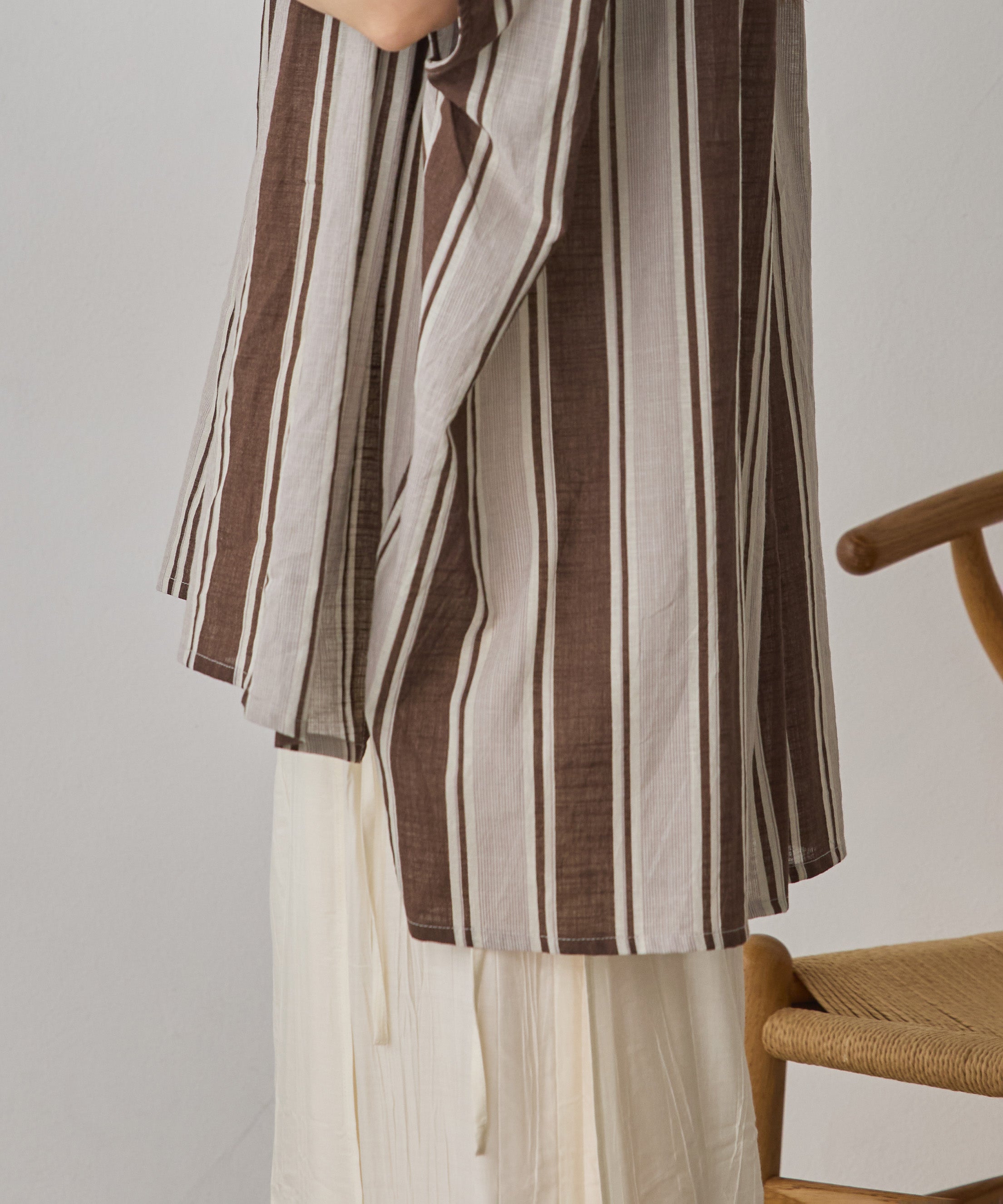 COTTON SLUB STRIPED BLOUSE