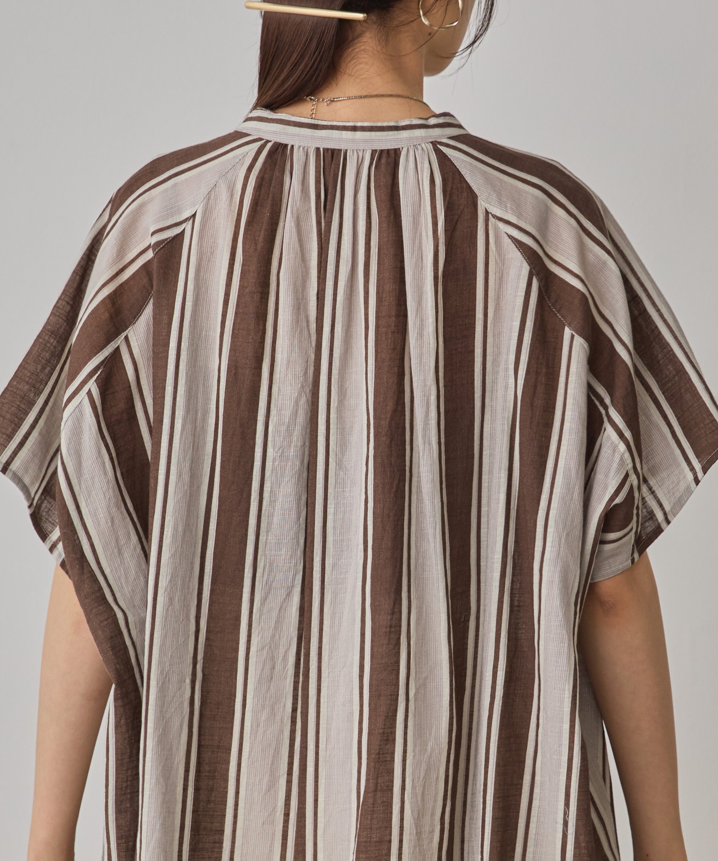 COTTON SLUB STRIPED BLOUSE