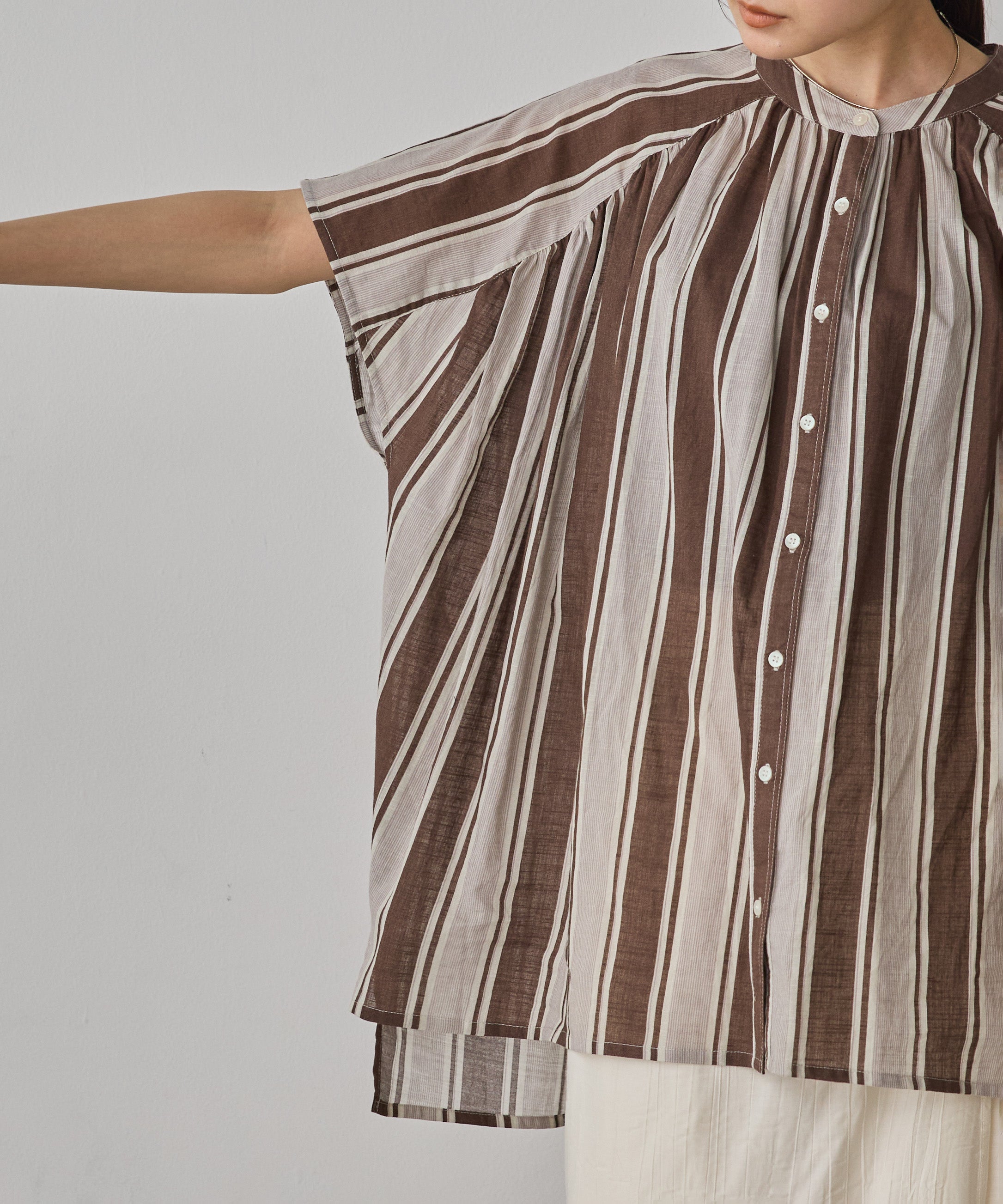 COTTON SLUB STRIPED BLOUSE