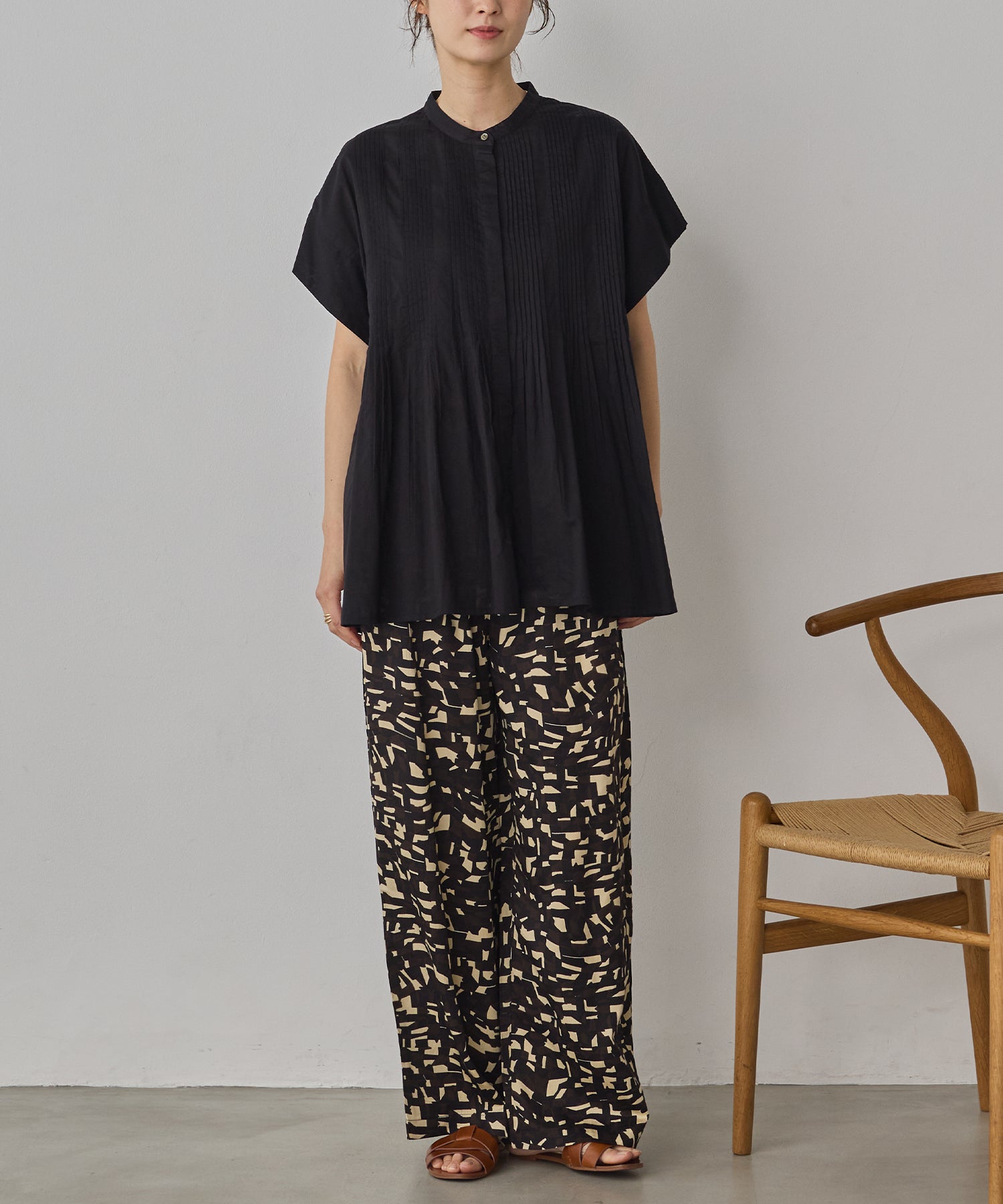COTTON VOILE PINSTRIPE BLOUSE