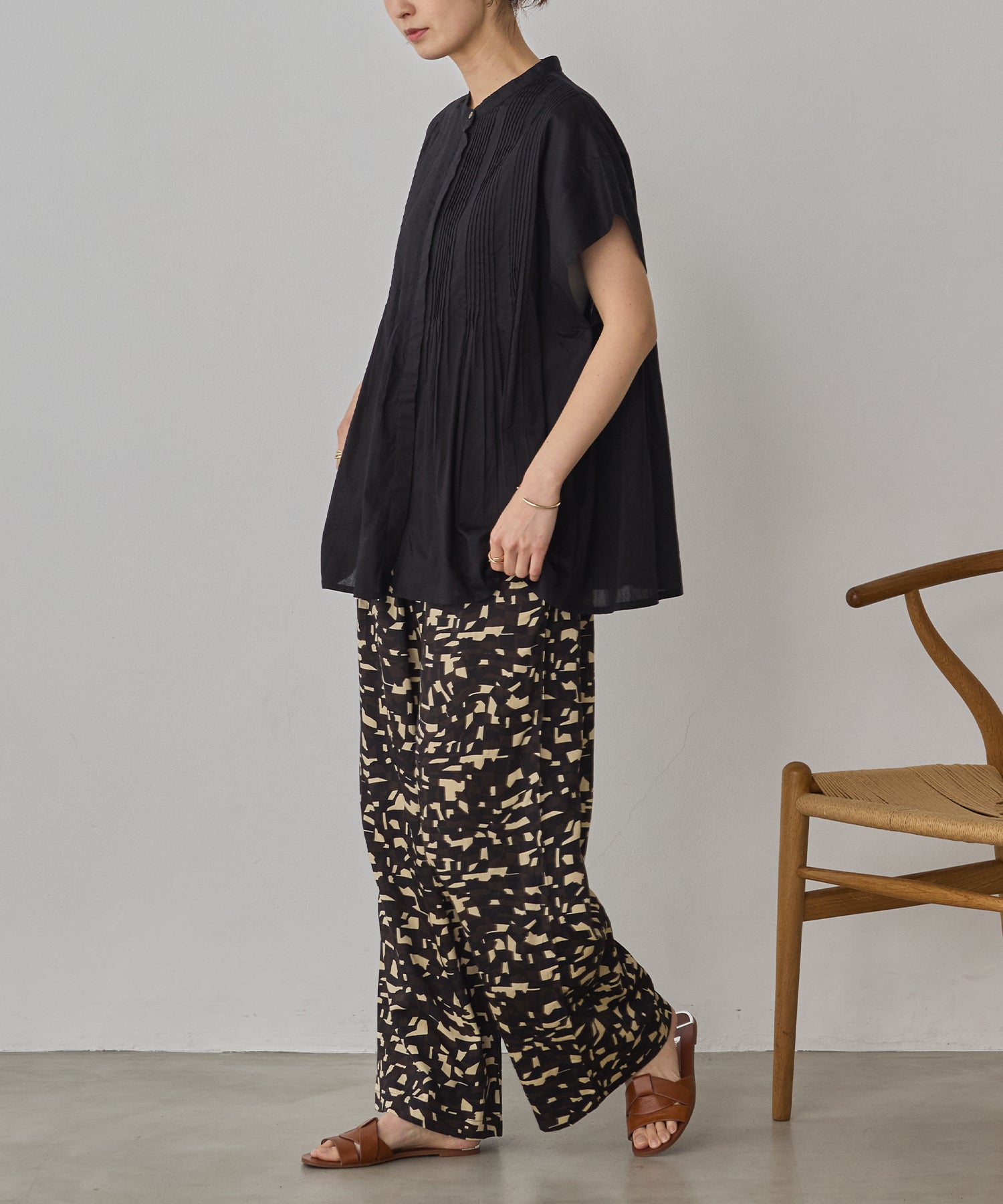 COTTON VOILE PINSTRIPE BLOUSE