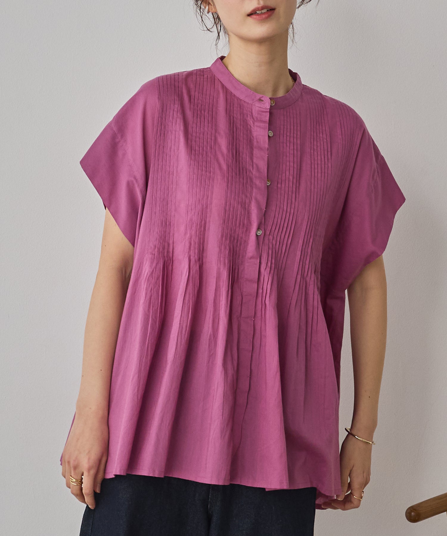 COTTON VOILE PINSTRIPE BLOUSE