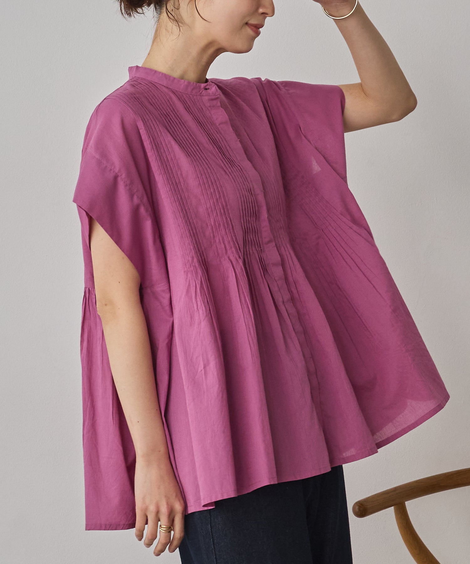 COTTON VOILE PINSTRIPE BLOUSE